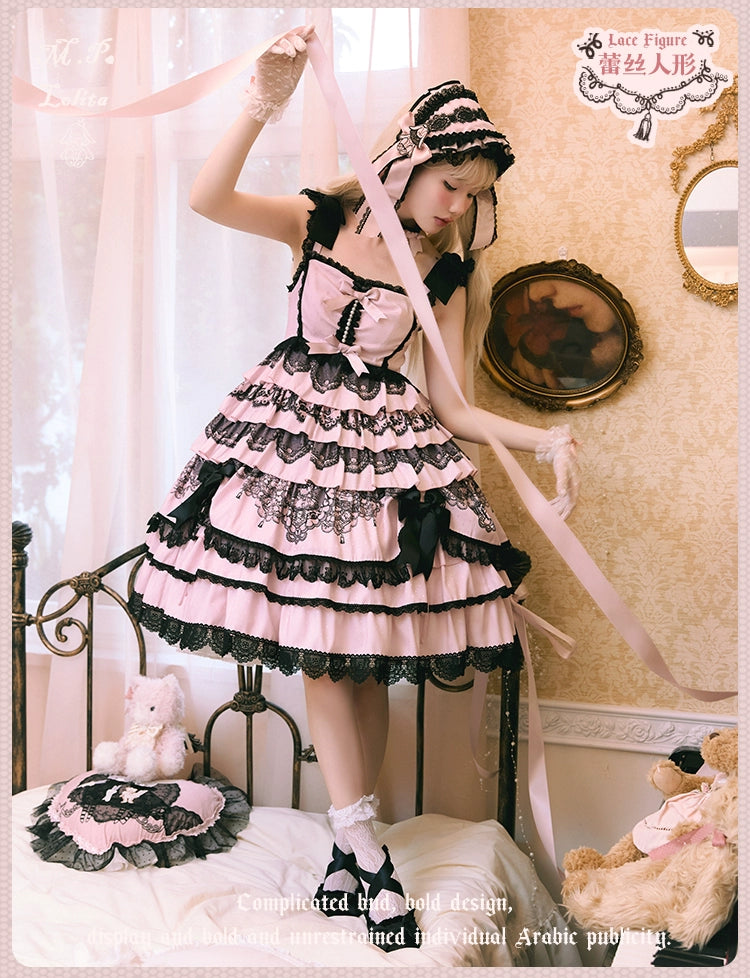 【再販・受注予約12/23まで】Lace Figure ティアードジャンパースカート