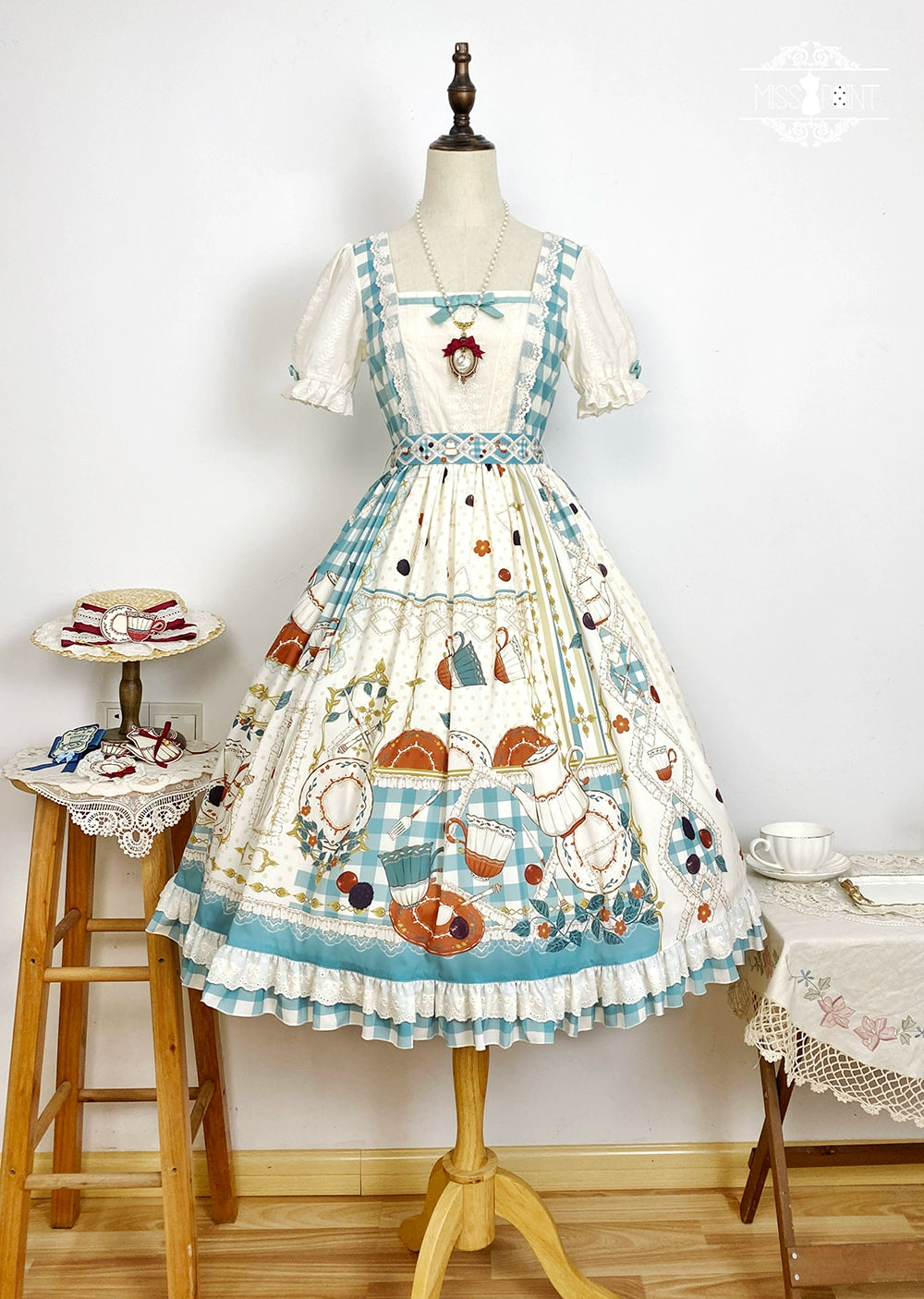【予約販売】Picnic Tea Party スクエアネックワンピース