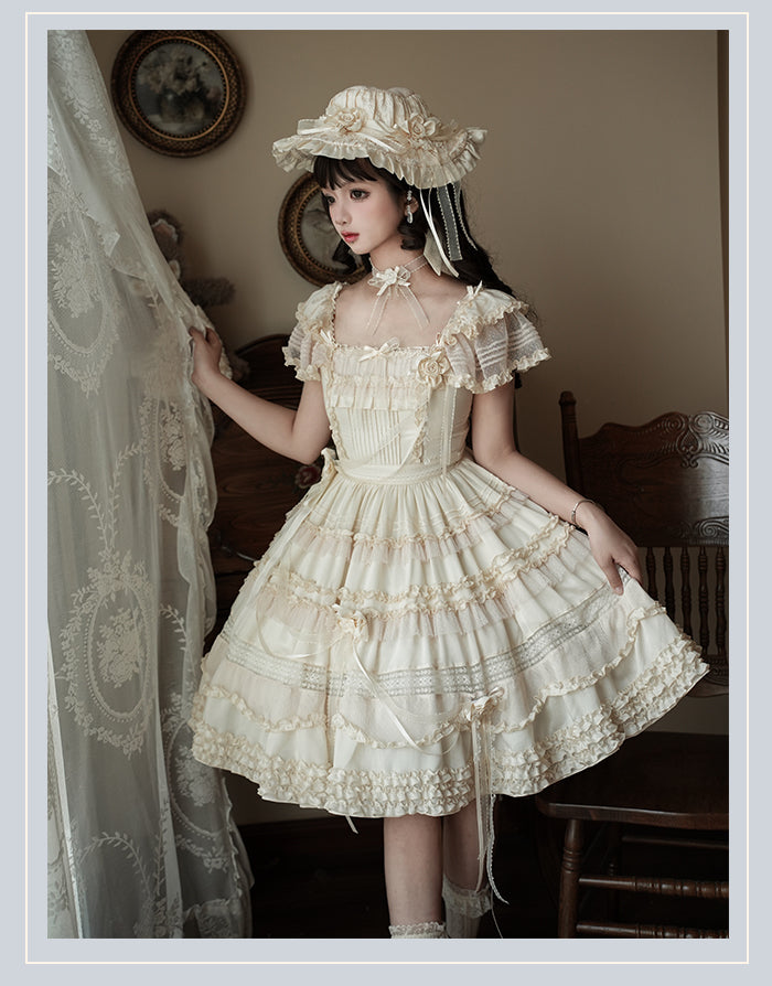 【受注予約4/28まで】Camellia Dream スクエアネックワンピース・ショート丈