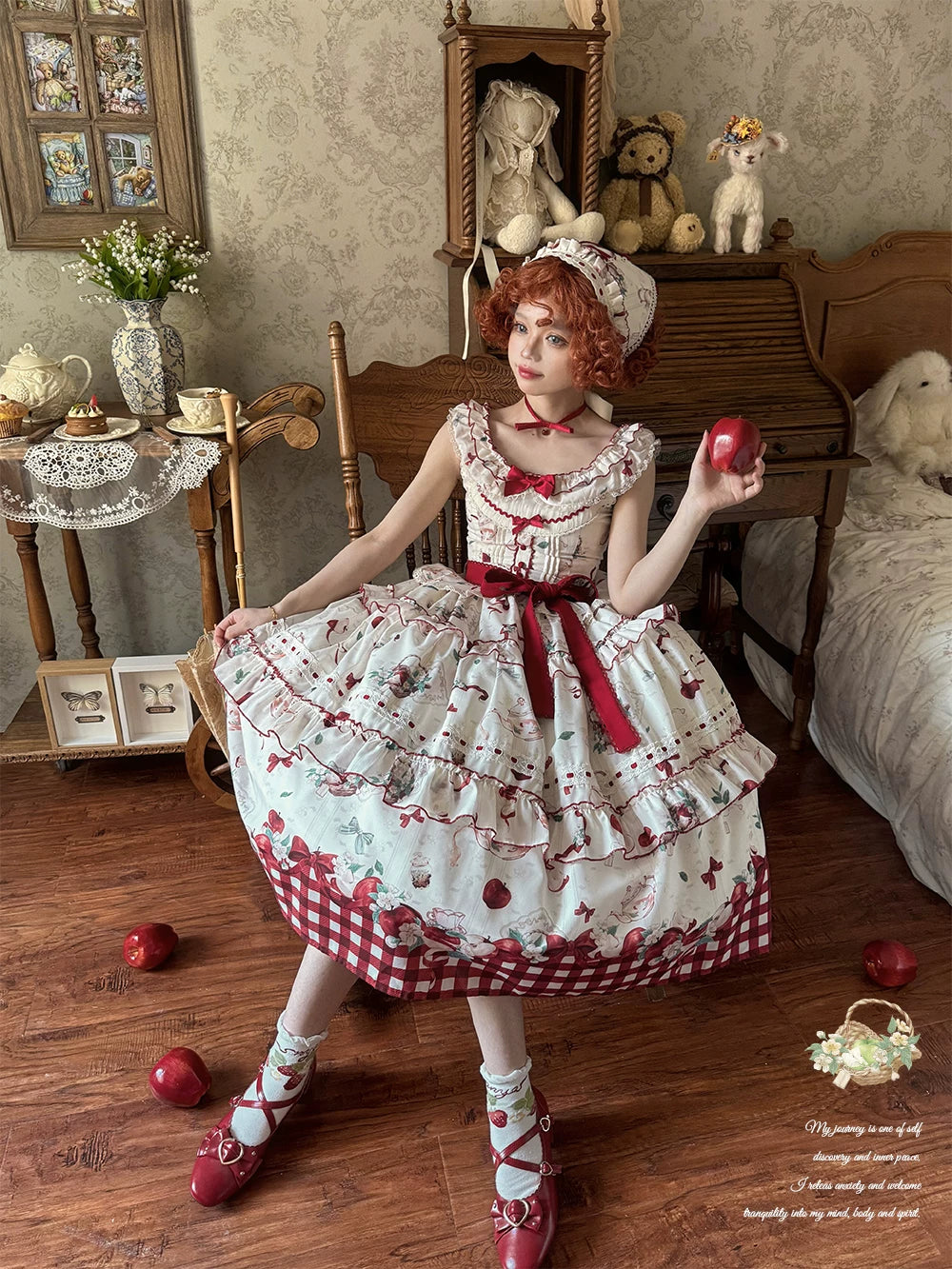 【受注予約9/2まで】Natural Apple Tea ガーデンジャンパースカート・オフホワイト