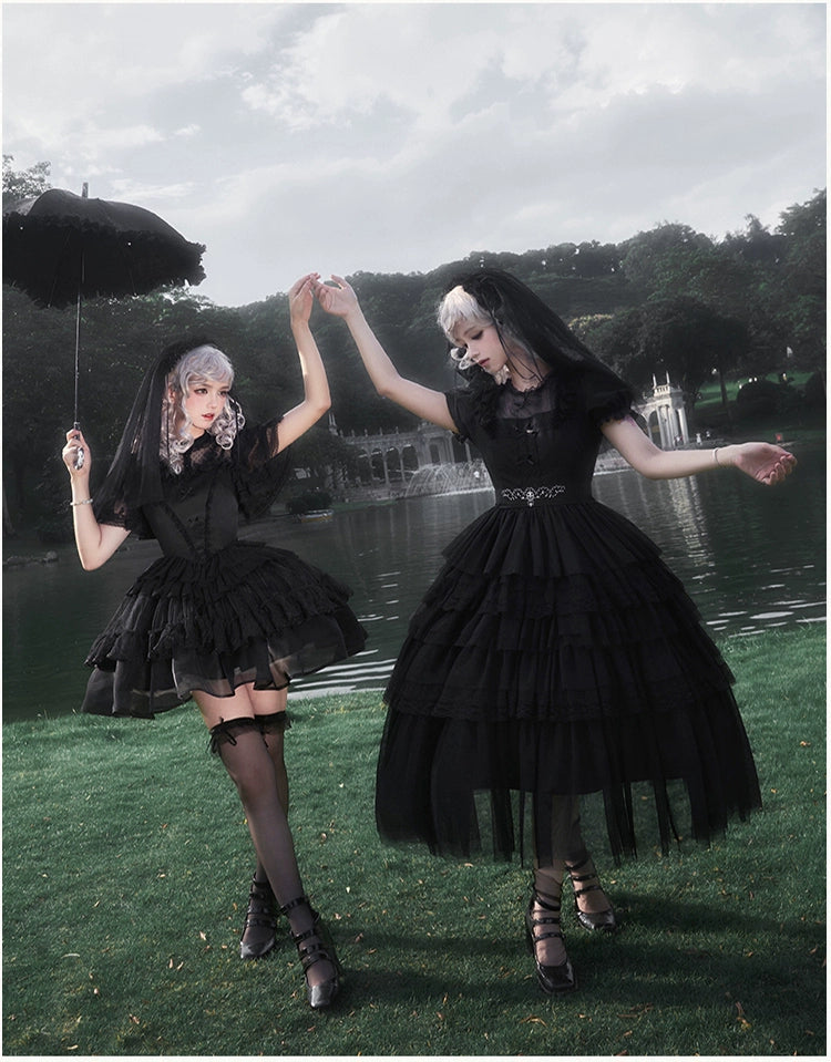 Dark Fairy Layered Frill Jumper Skirt and Blouse