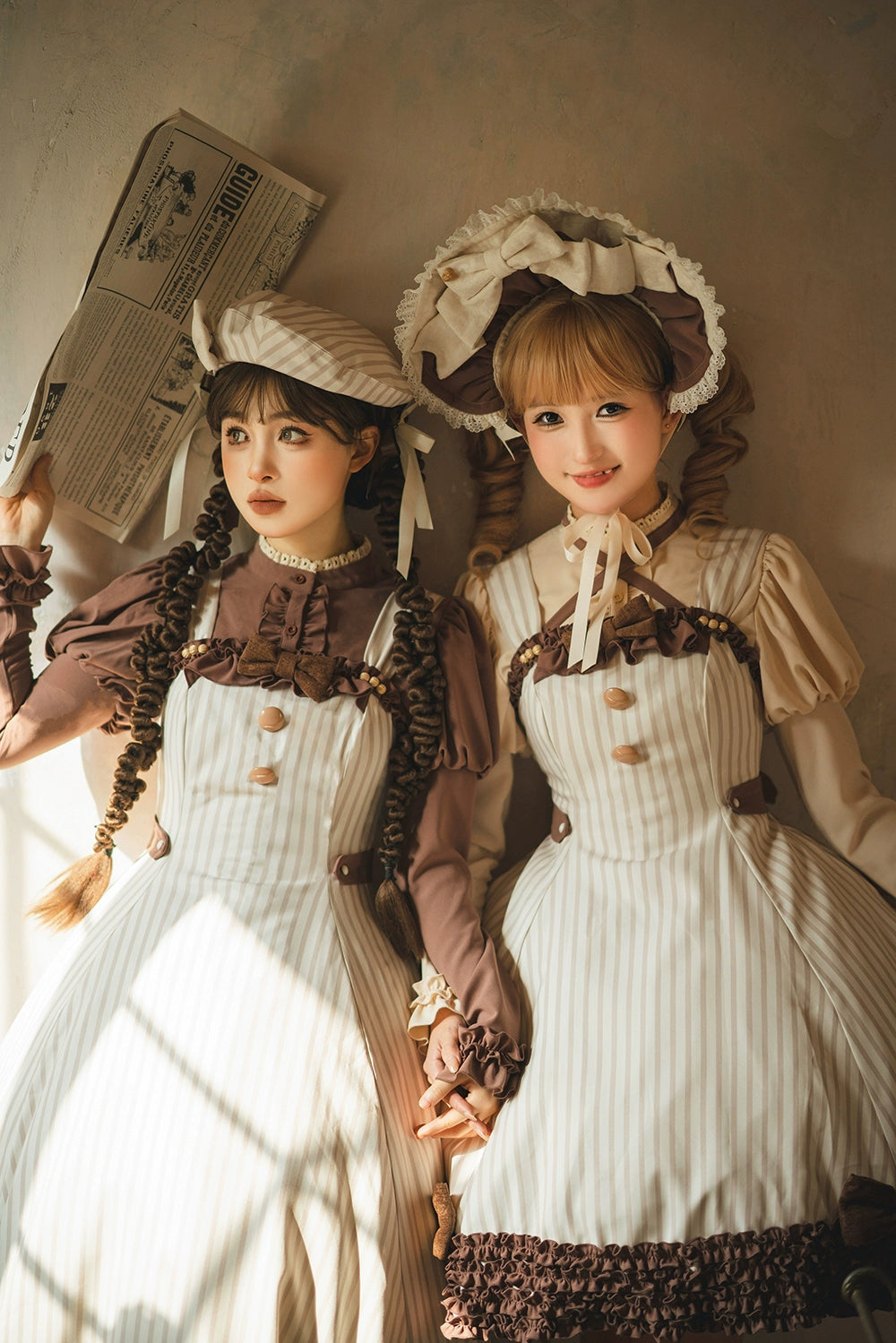 【予約販売】Classic Chocolat Stripe ストライプジャンパースカート・ロング丈