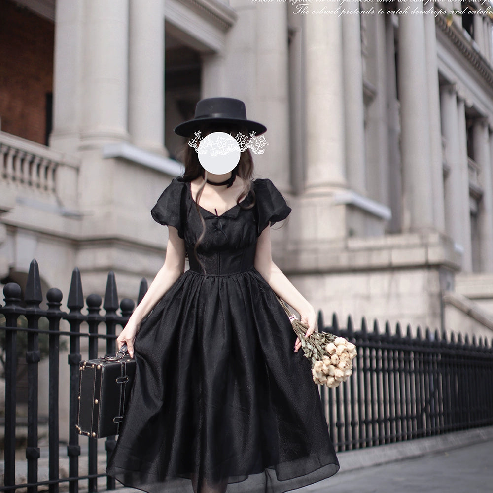 Eternal Nocturne French Retro Black Dress