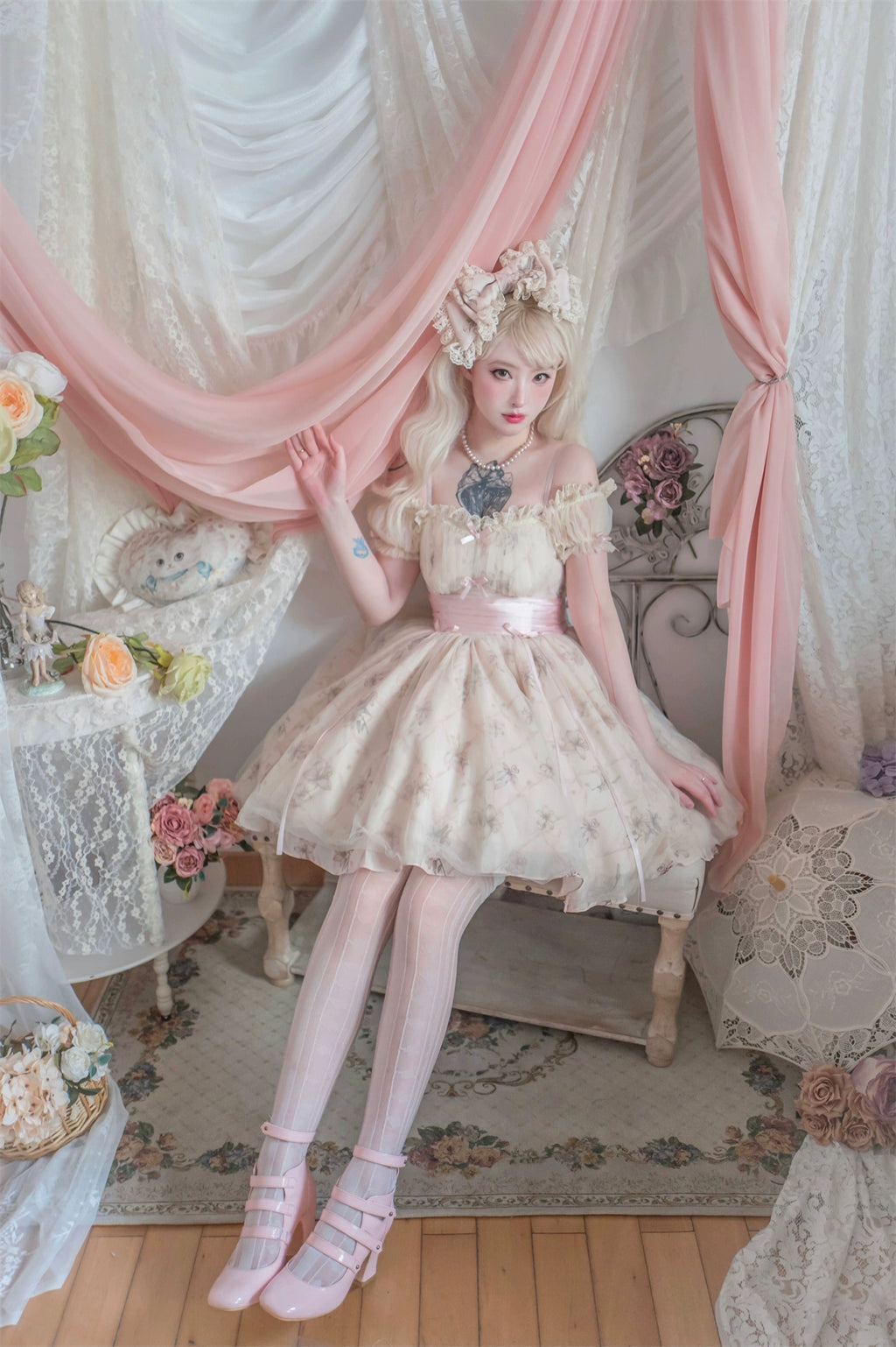 【受注予約2/3まで】Lily and Wind シアースリーブ付きジャンパースカート