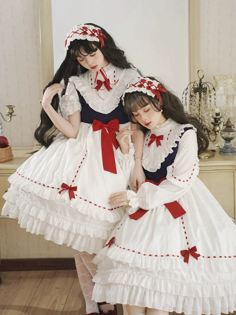 Snow White 3-tier ruffle short-sleeved dress and long-sleeved dress