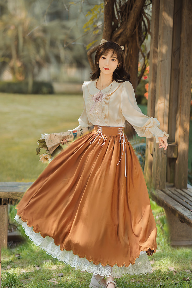 お嬢様風レトロクラシカルセットアップ 【長袖タイプ】 全7色