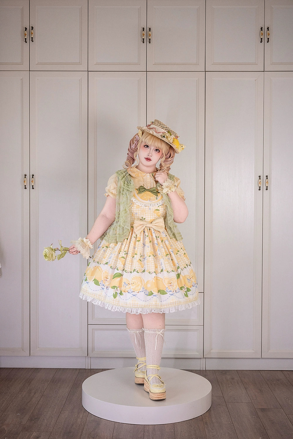 【予約販売】Lemon Sweetie プリントジャンパースカート・ミドル丈