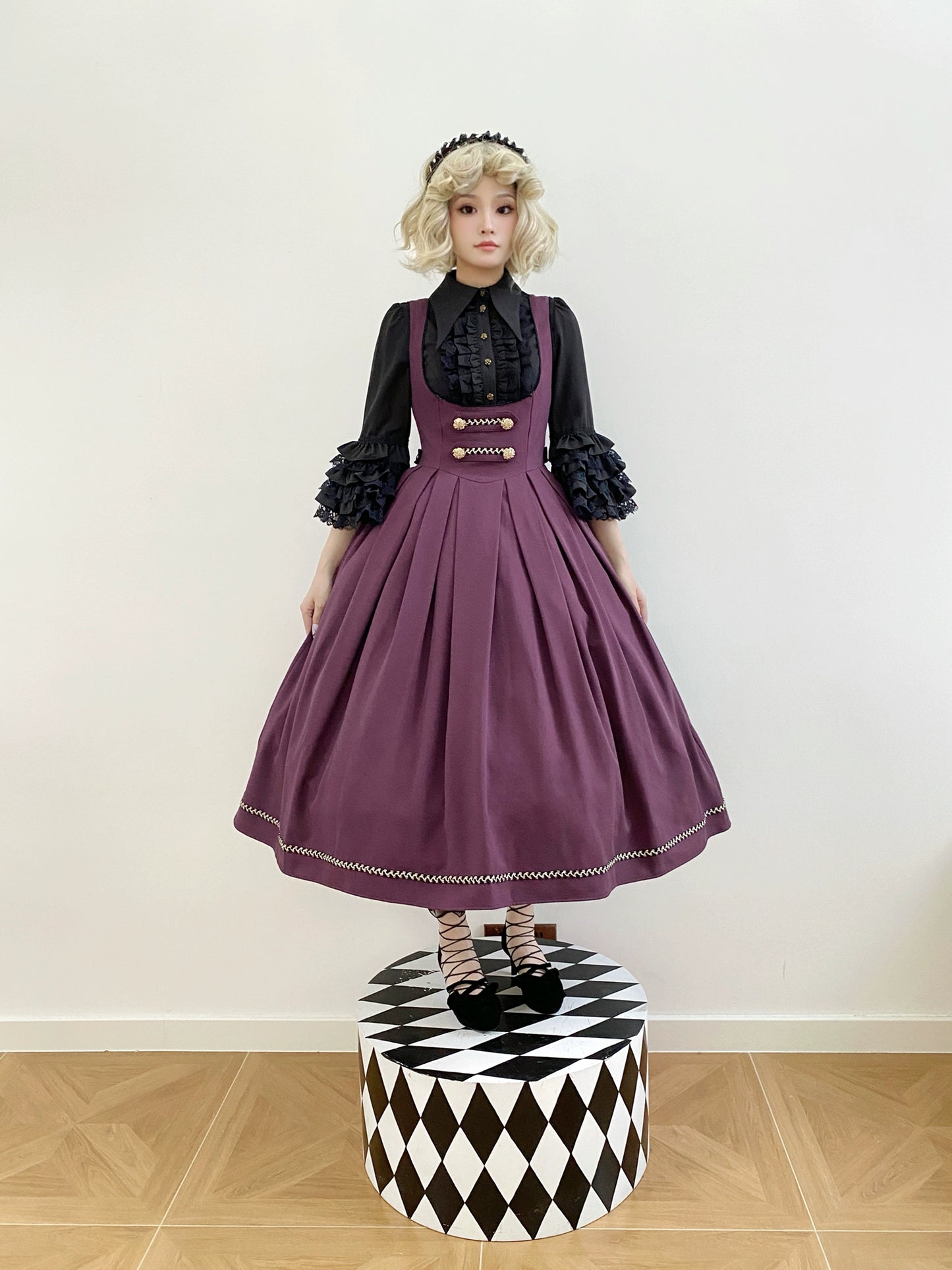 [Resale/Pre-orders available until 10/28] Bright Moon Corset Jumper Skirt, Plain Type [Dark Purple]