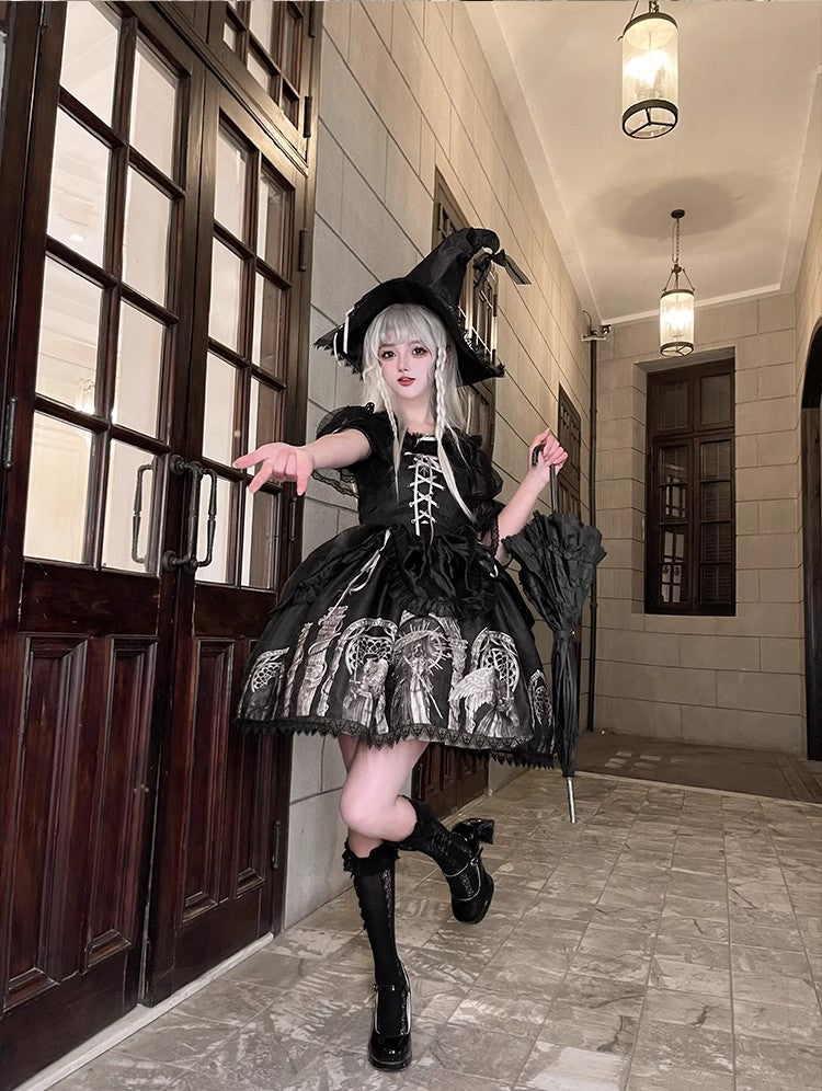 Eternal Night Front Lace-up Gothic Lolita Jumper Skirt