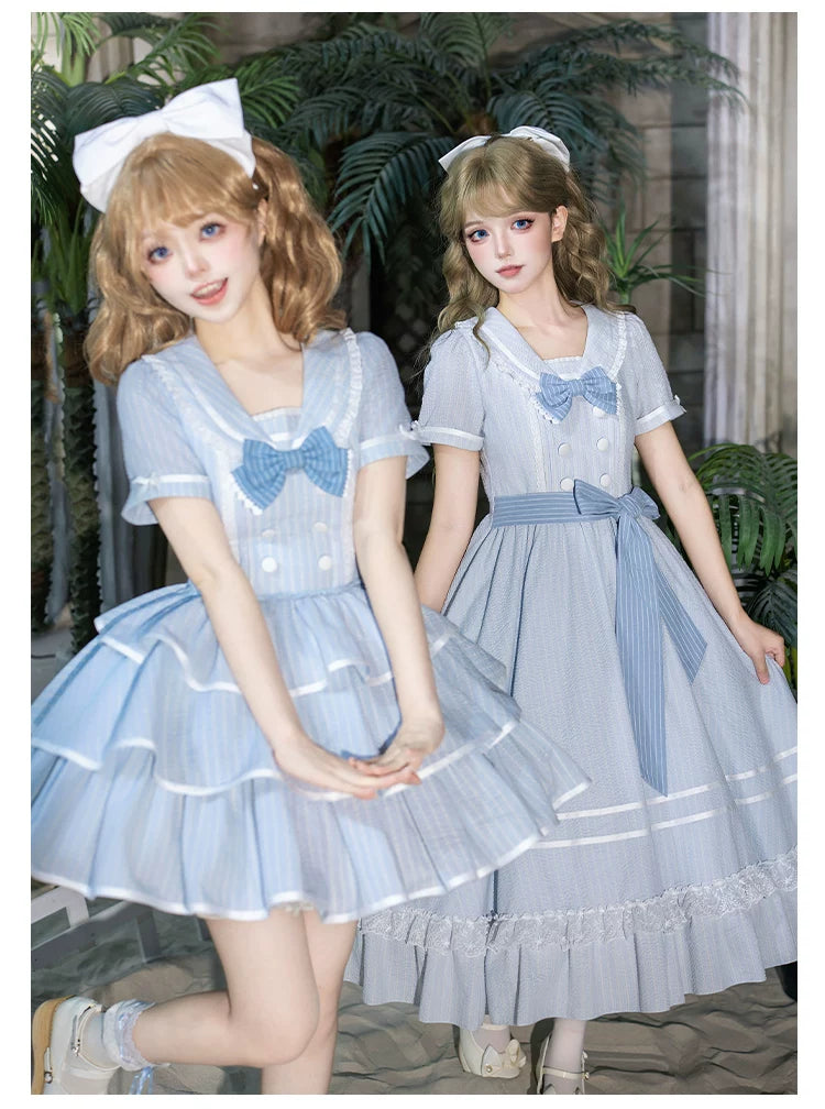 【予約販売】Seven Day Bell マリン風ショート丈ワンピースとエプロン