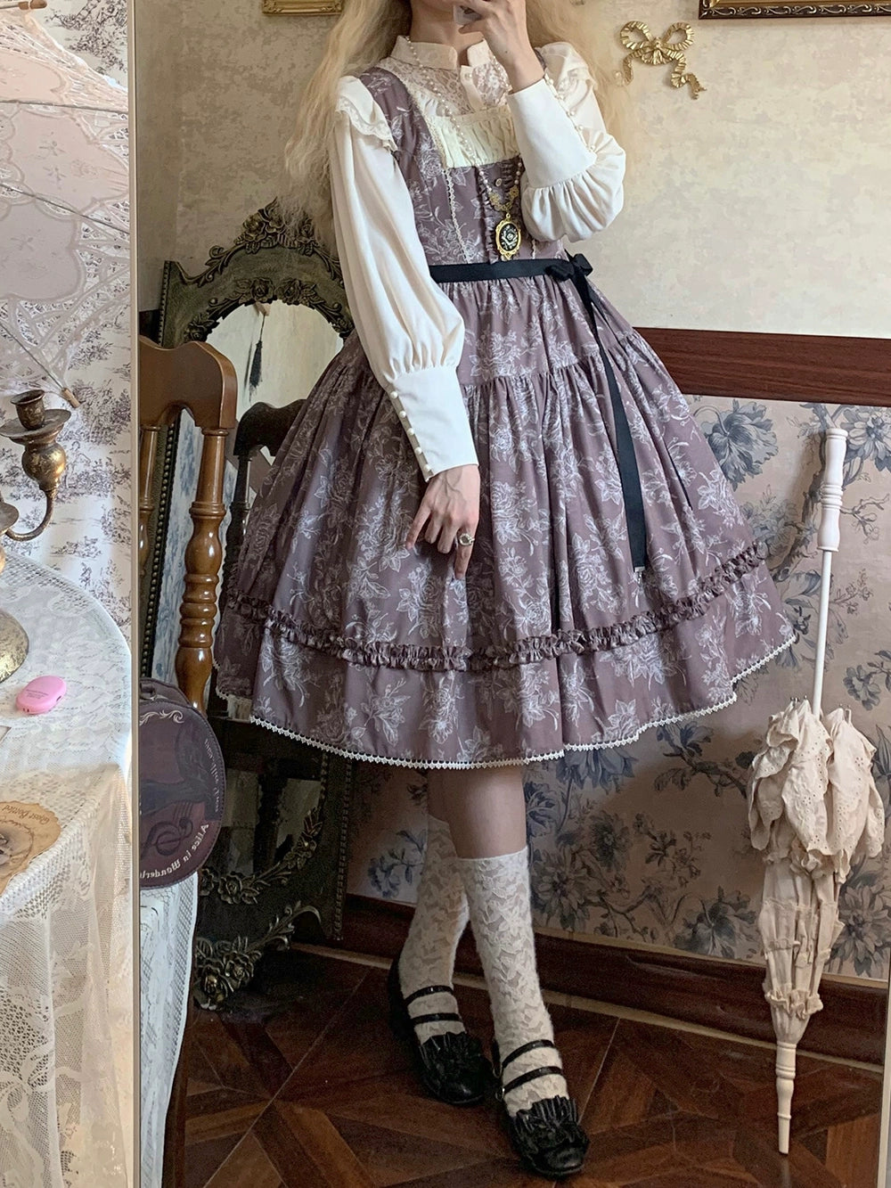 【予約販売】Sketch Wild Rose ジャンパースカート プリントタイプ