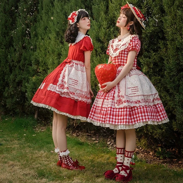 Strawberry Basket スタンドカラーワンピース