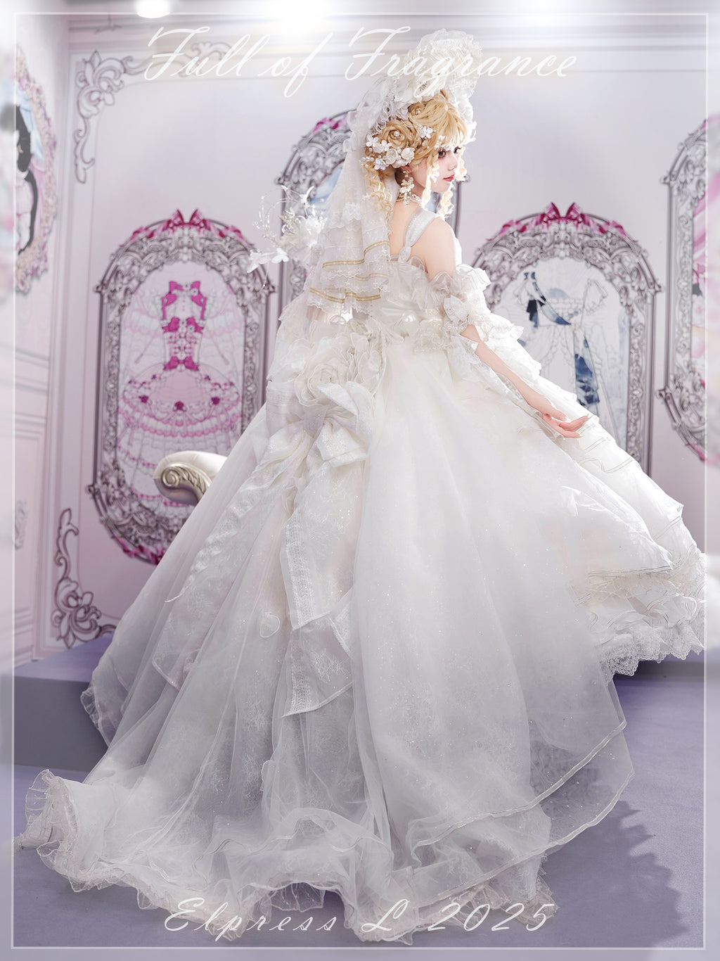 [Pre-orders available until 2/26] Full of Fragrance Dress with Train and Inner Skirt - White