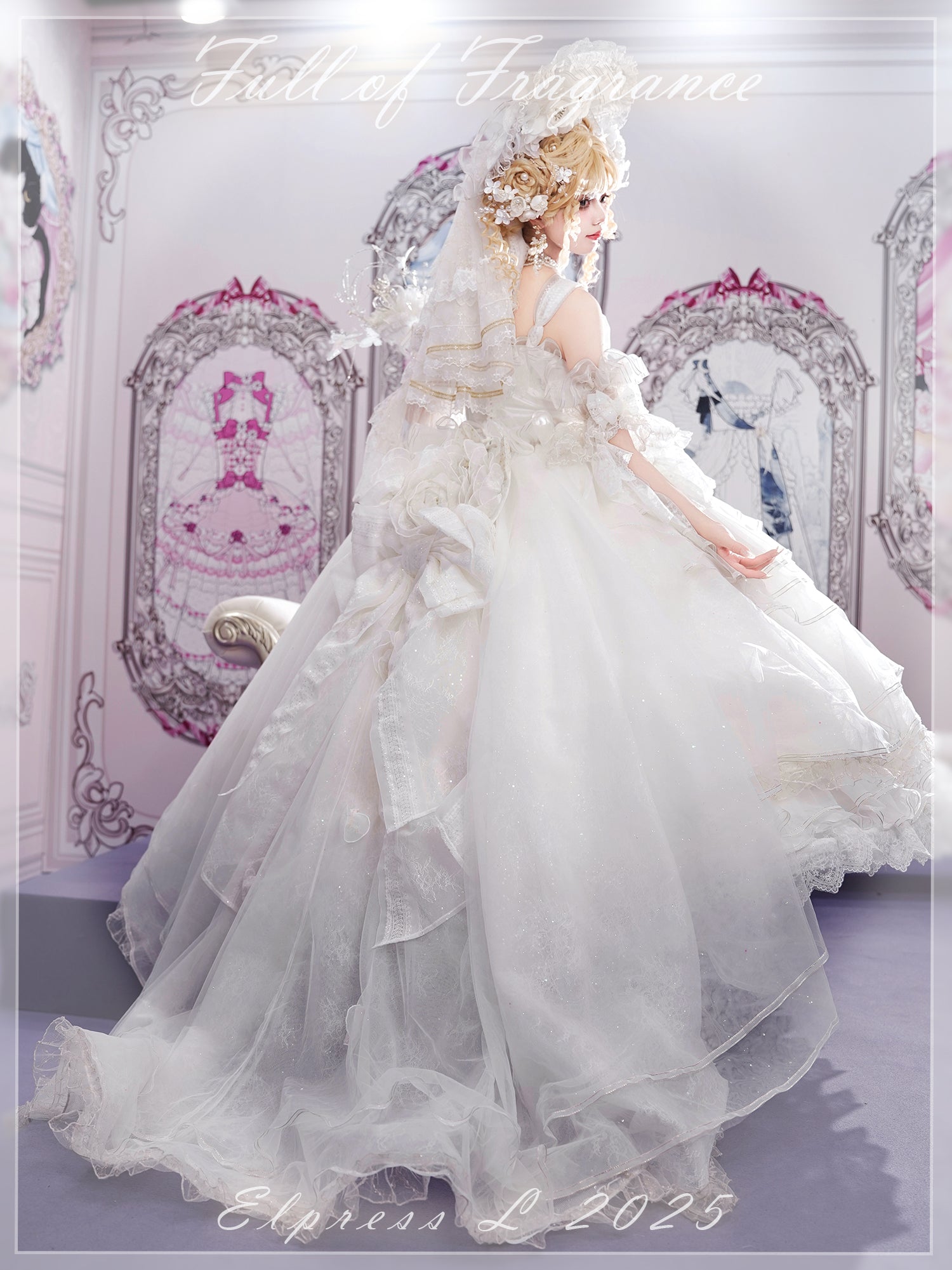 [Pre-orders available until 2/26] Full of Fragrance Dress with Train and Inner Skirt - White