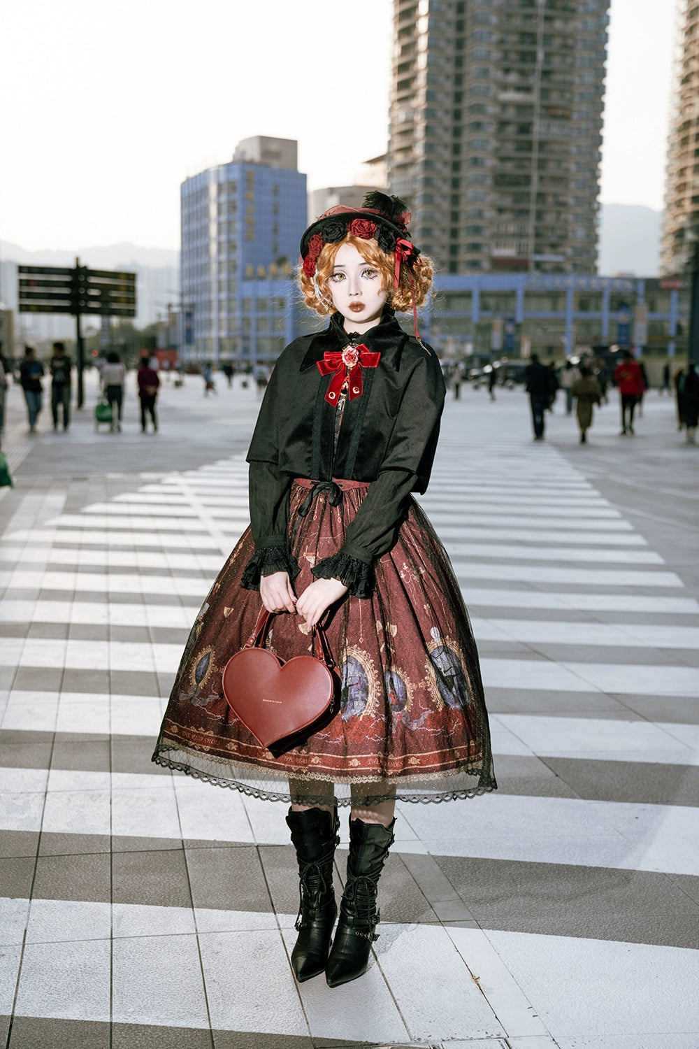 The Red Shoes Gothic Lolita Print Jumper Skirt