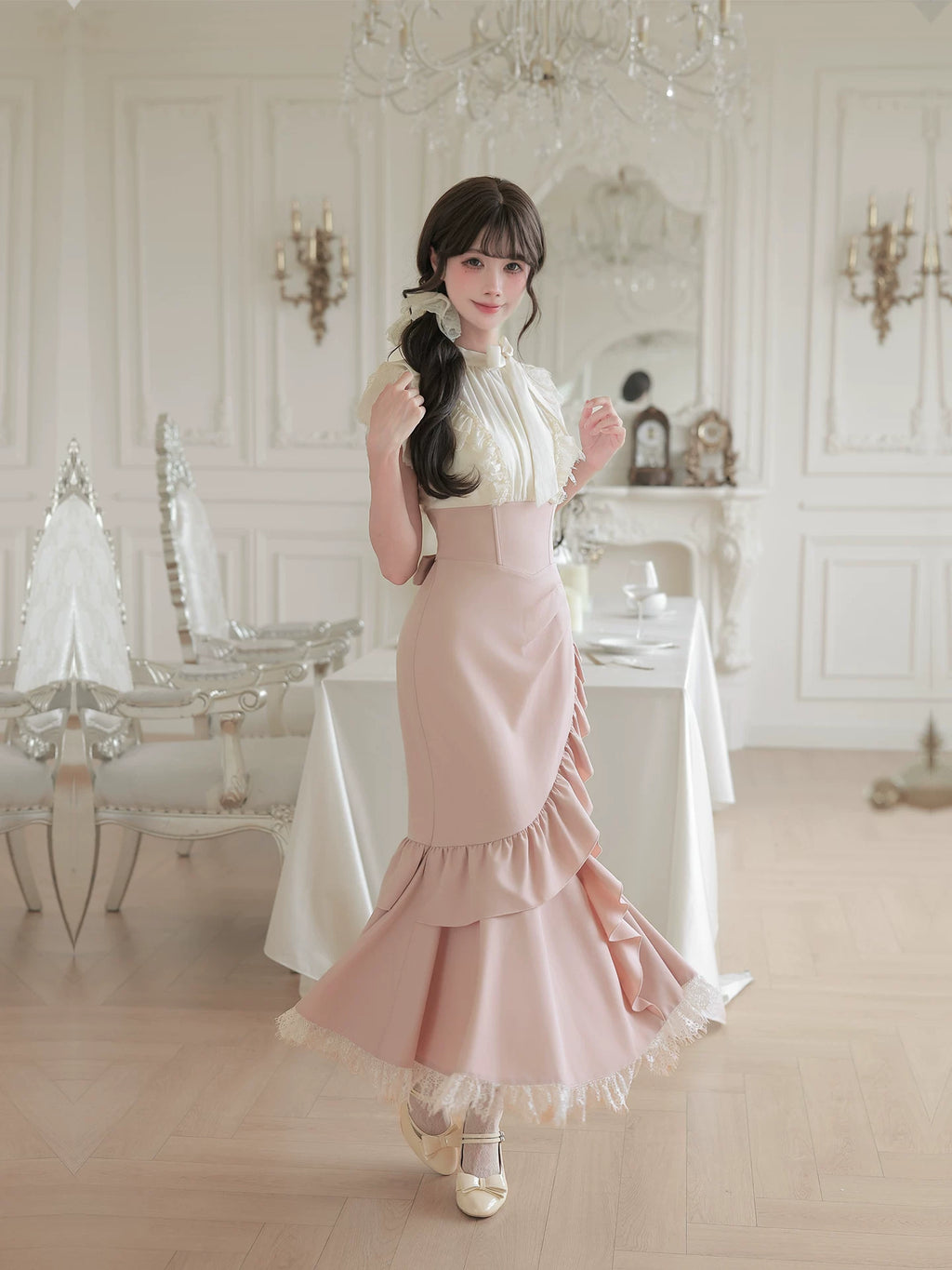 Milky Rose フェイクレイヤードマーメイドワンピース