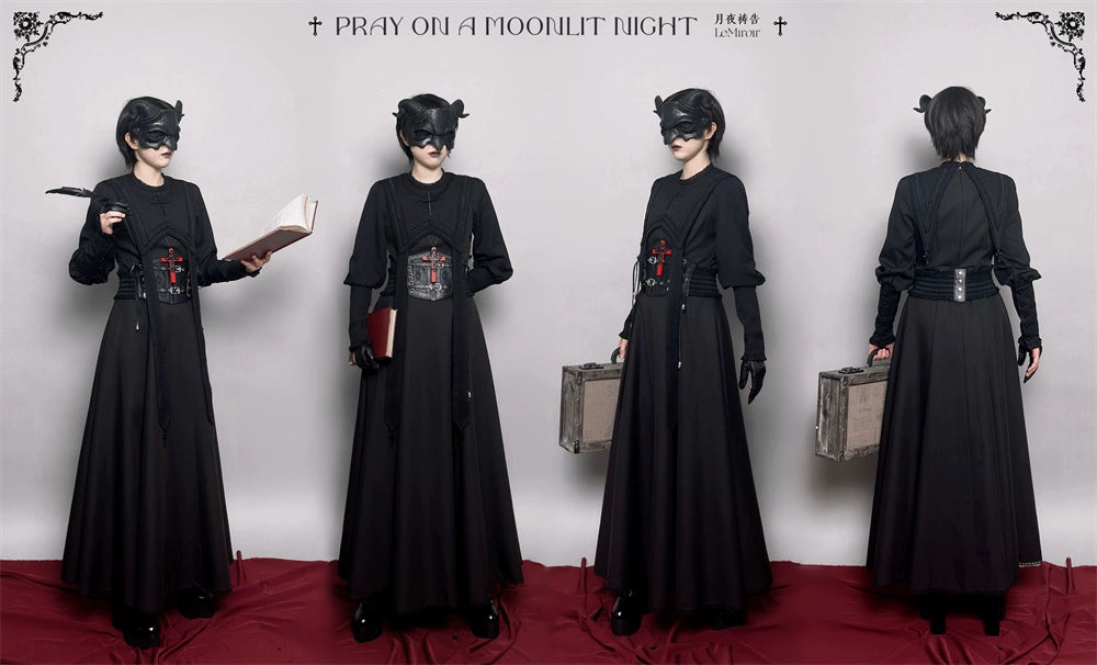 [Pre-orders available until 10/16] Pray on a Moonlight Night Dress, Black, Long Length