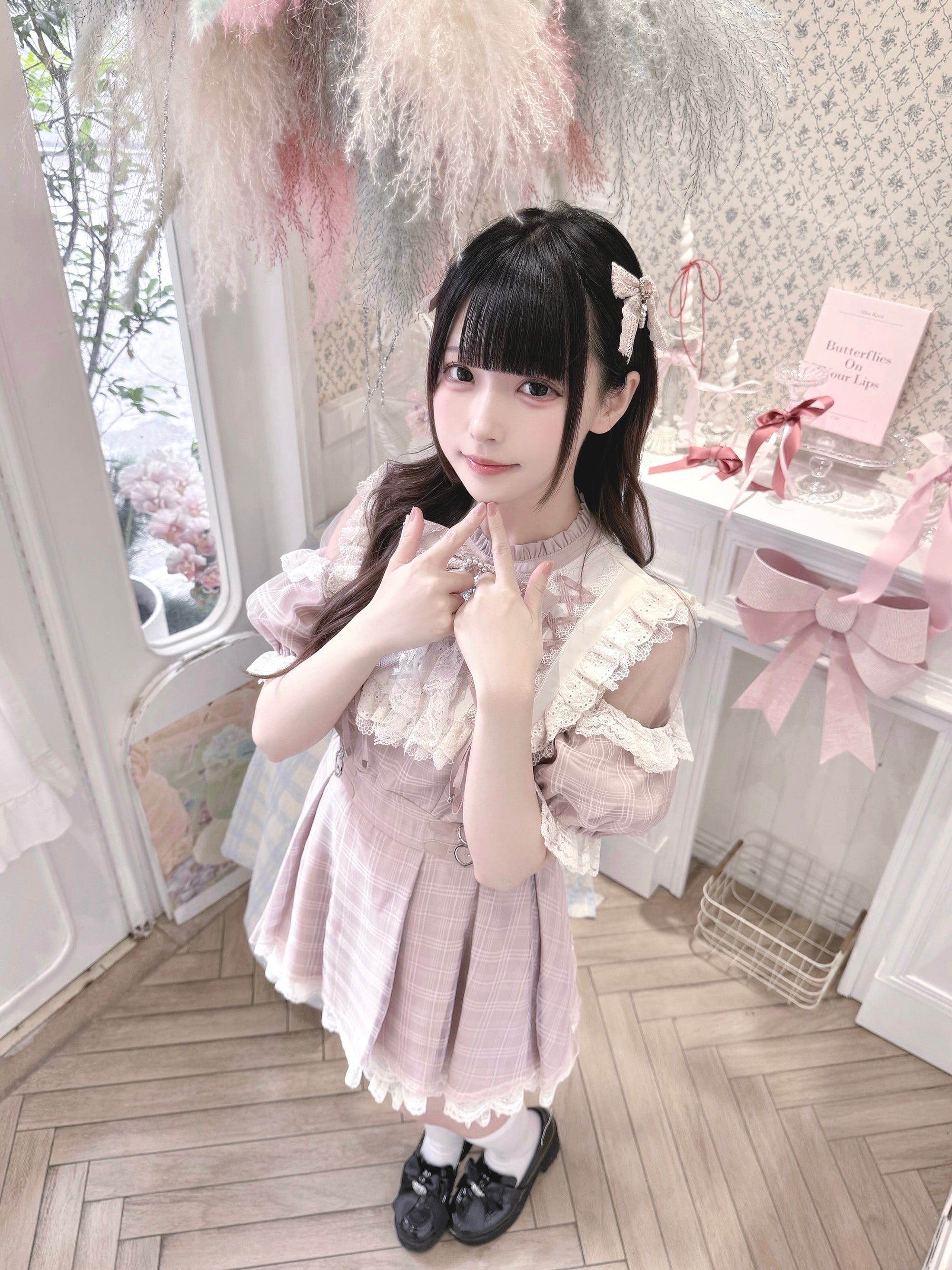 Angel Heartbeat Pink フリルチェックミニ丈ワンピース – ロリータ