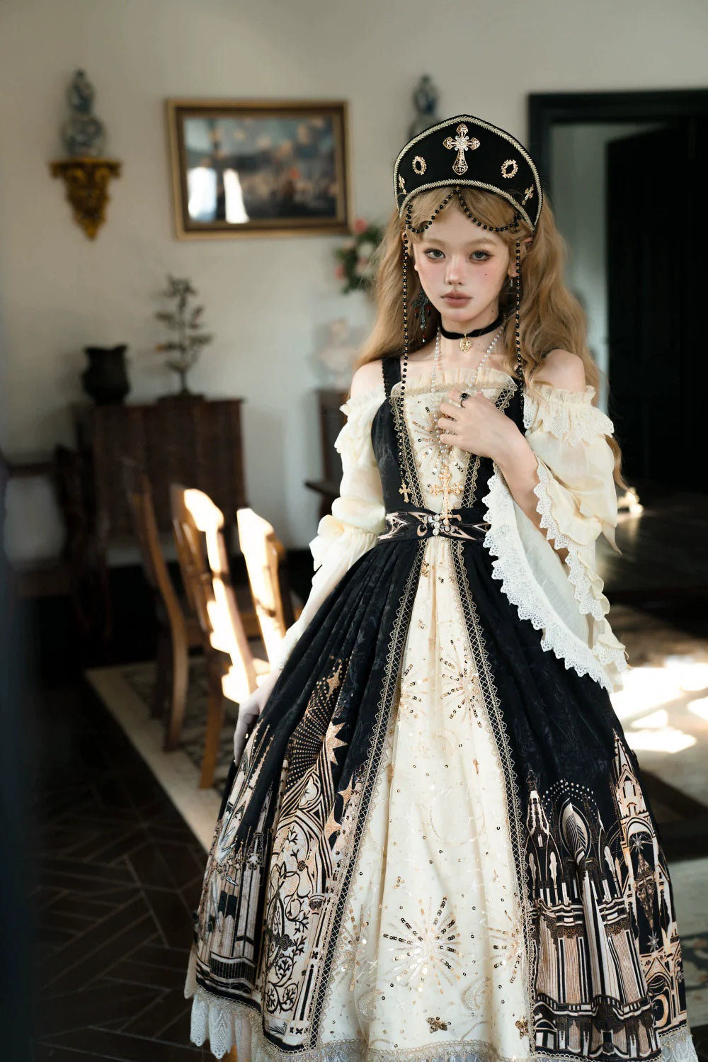 [Sale period ended] Sanctuary Goth Lolita Off Shoulder Princess Sleeve Blouse