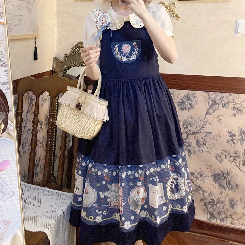 【予約販売】Sweetie Sheep プリントサスペンダースカート
