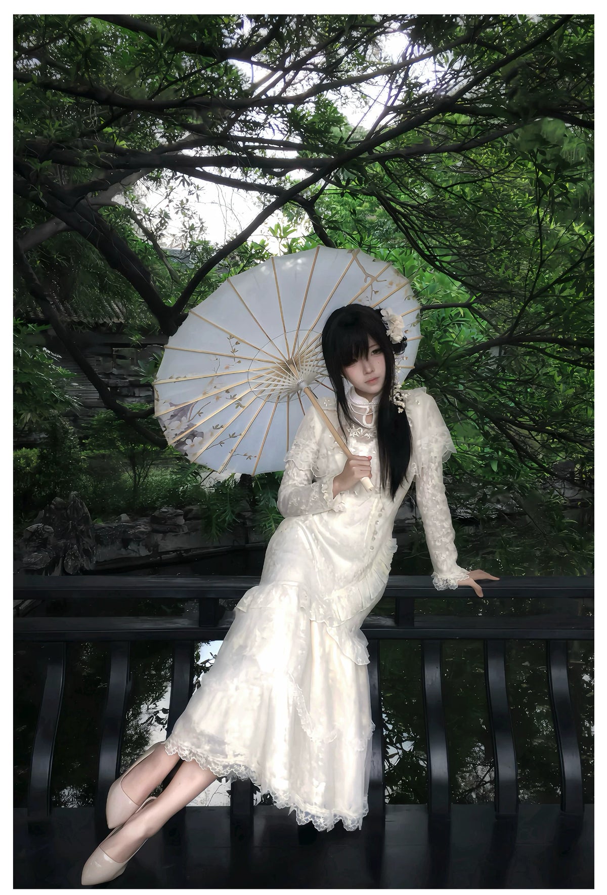 Shadow Blossom ホワイトレースマーメイドワンピース