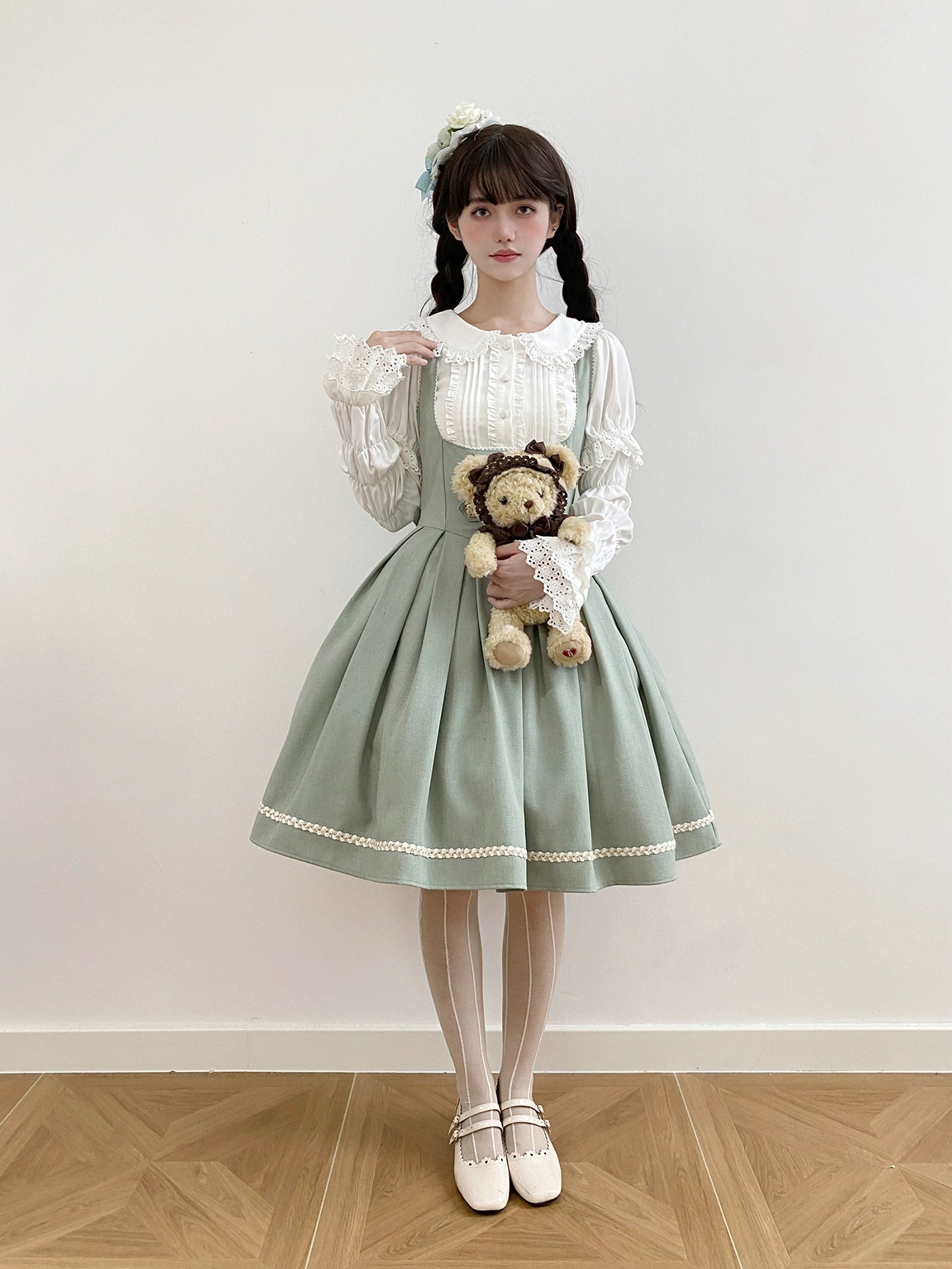 [Pre-orders available until 9/29] Bright Moon Corset Jumper Skirt, Plain Type [Light Green]