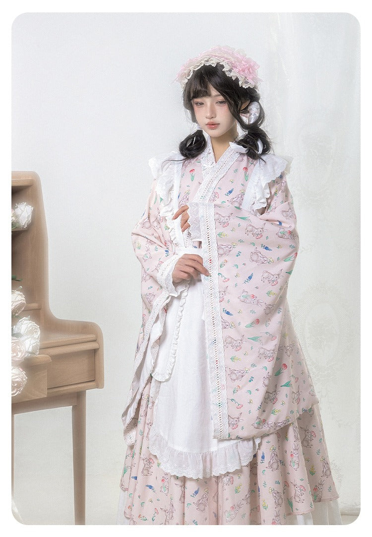花紀行 和ロリメイド風 エプロン付ワンピース ロング丈