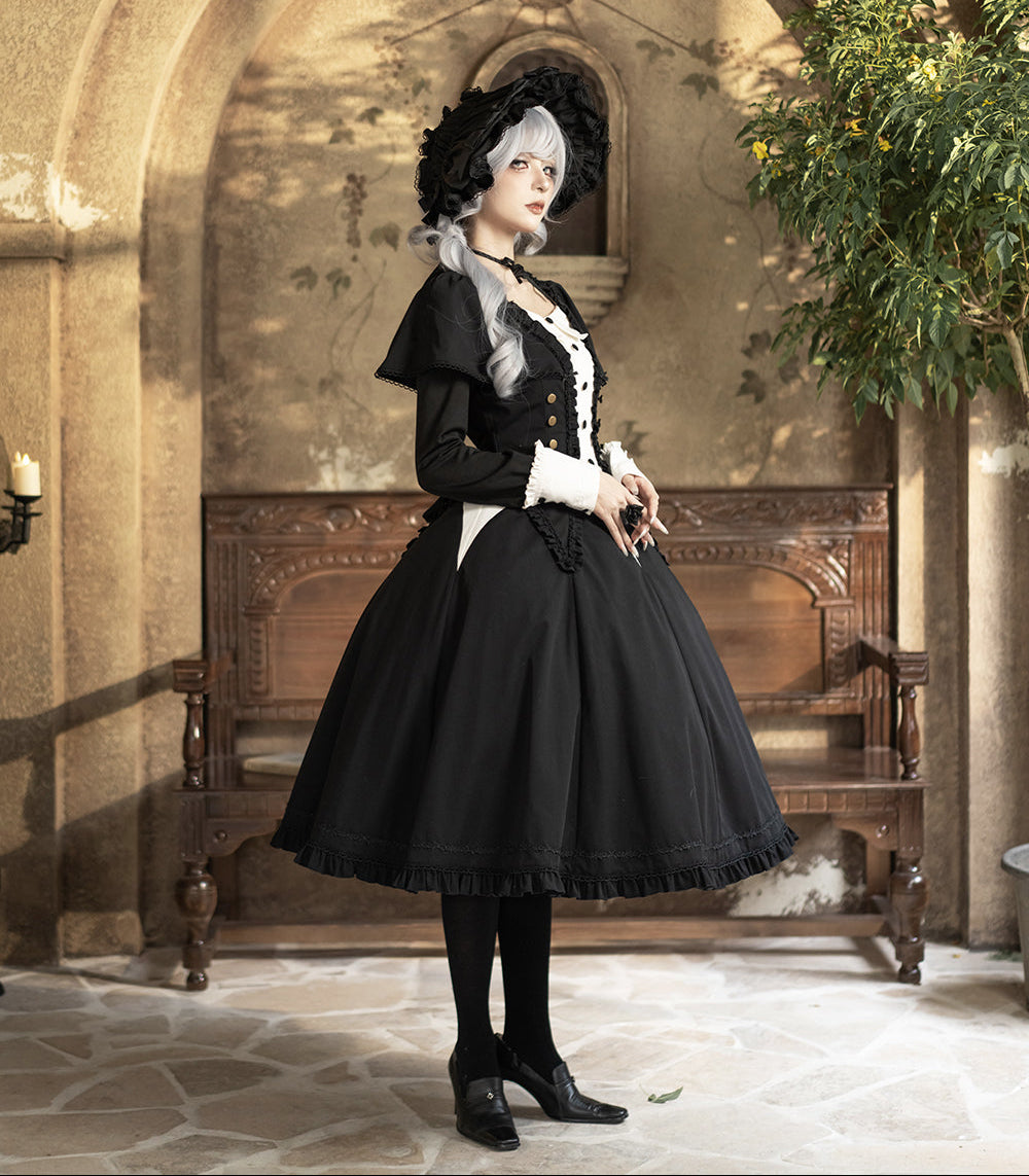 【受注予約12/3まで】漆黒の秒針 長袖ワンピース・ショート丈