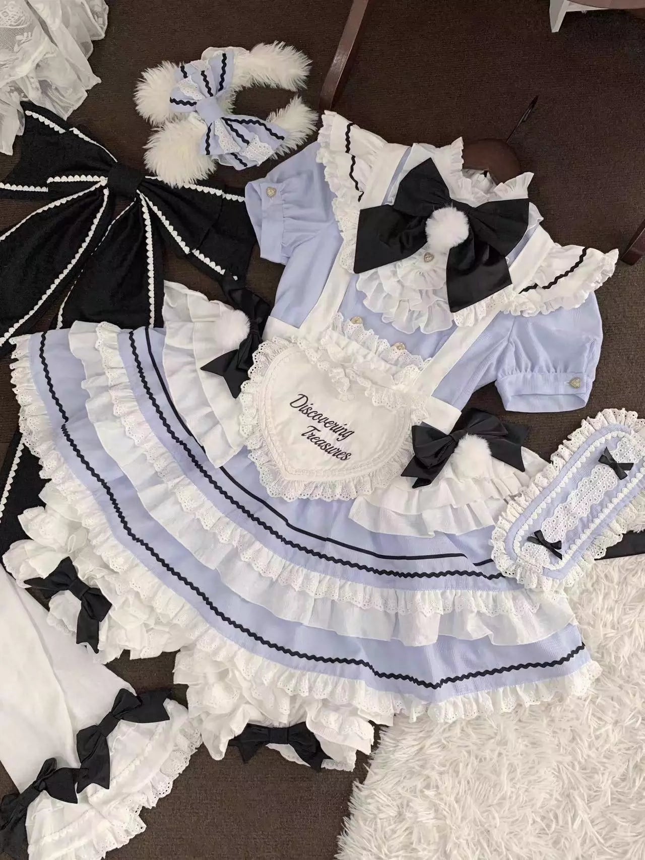 【再販・受注予約7/16まで】Fairydoll Maid ミニ丈半袖ワンピース エプロン・ドロワーズ付き