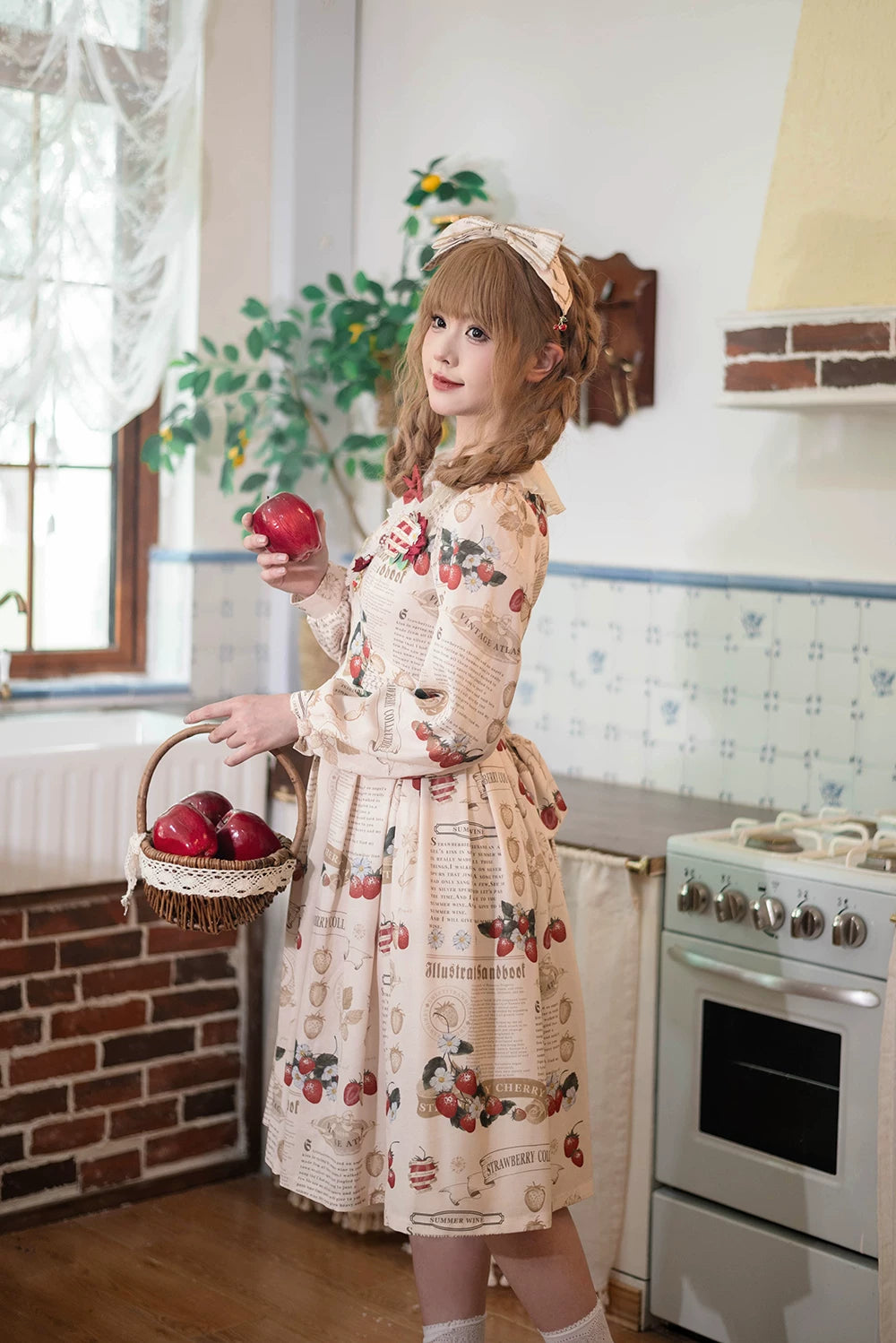 【予約販売】Strawberry Journal 長袖ワンピース