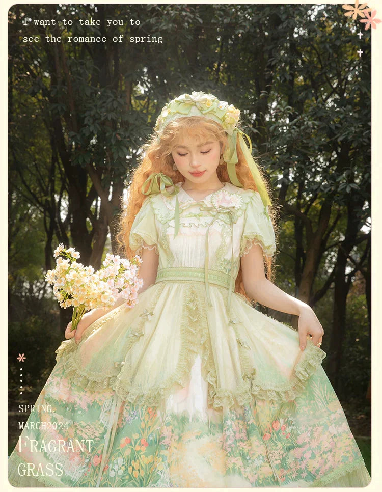 【再販・受注予約2/12まで】Fragrant Grass パフスリーブワンピース コットンタイプ