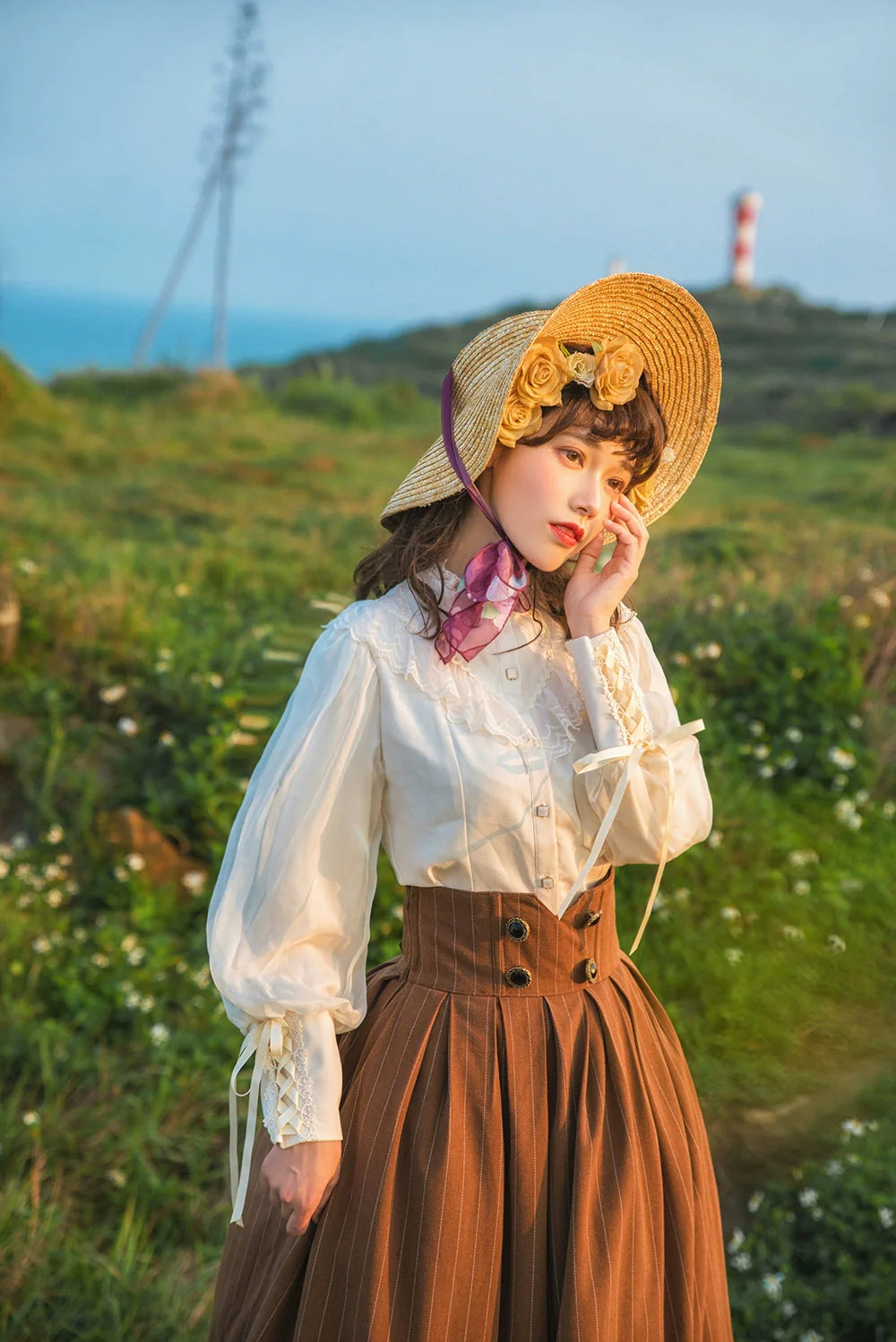 【予約販売】英国クラシカルロリィタ 縦縞ハイウエストスカート