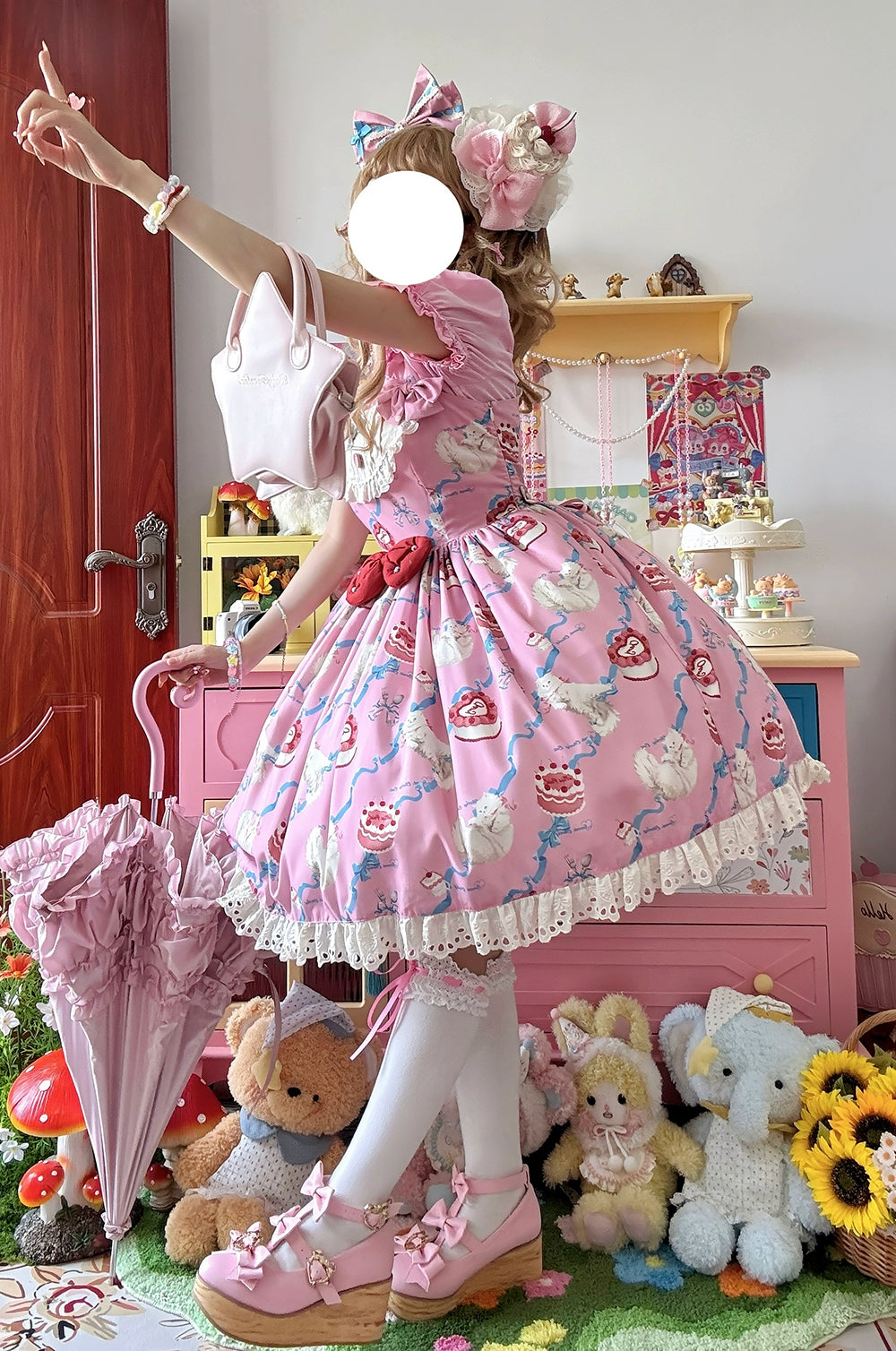 【予約販売】Sweet Cherry Cat ビブスジャンパースカート