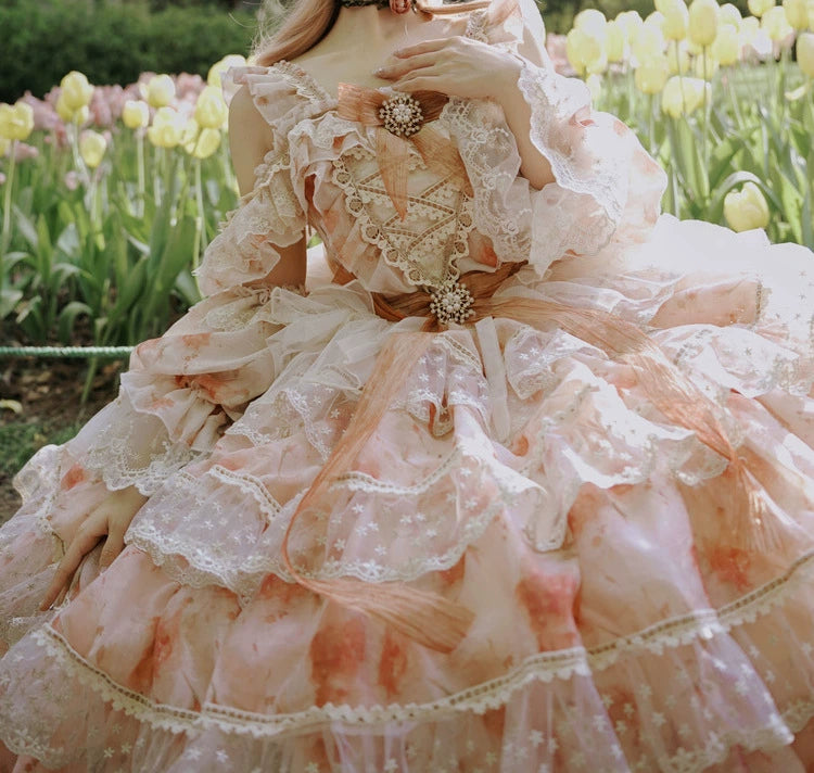 Rose Letter Orange Flower Princess Dress