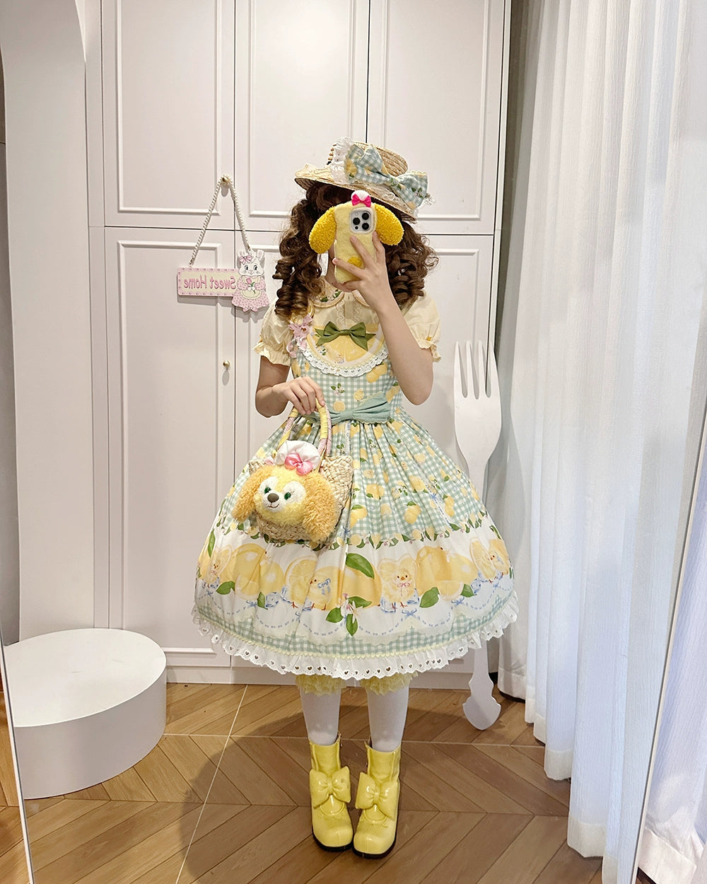 【予約販売】Lemon Sweetie プリントジャンパースカート・ミドル丈