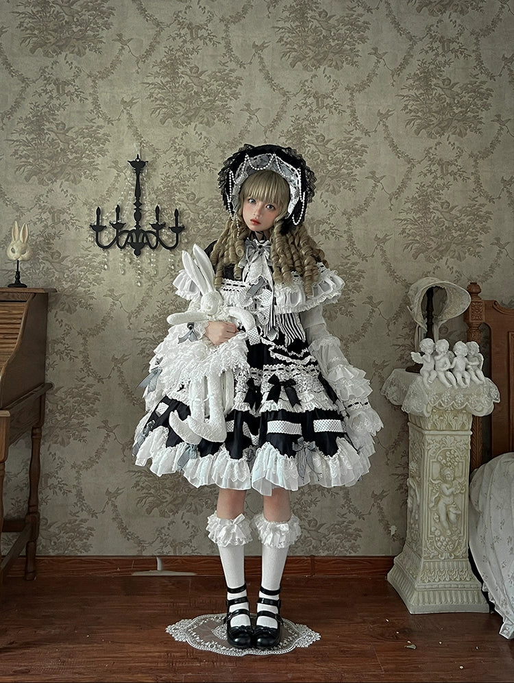 [Pre-orders available until 12/11] Concerto Out of Order Monotone Sweet Lolita Jumper Skirt Full Set