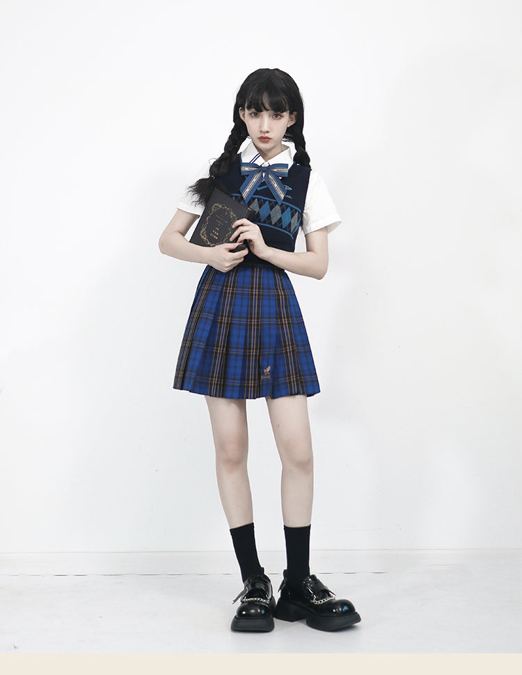 Hogwarts School of Witchcraft and Wizardry Check school-style pleated skirt