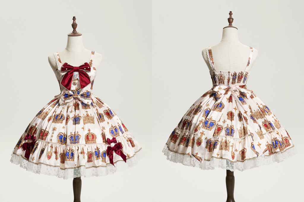[Pre-orders available until 3/9] Star Crown Velvet Ribbon Print Jumper Skirt