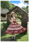 秋色のフローラルジャンパースカート