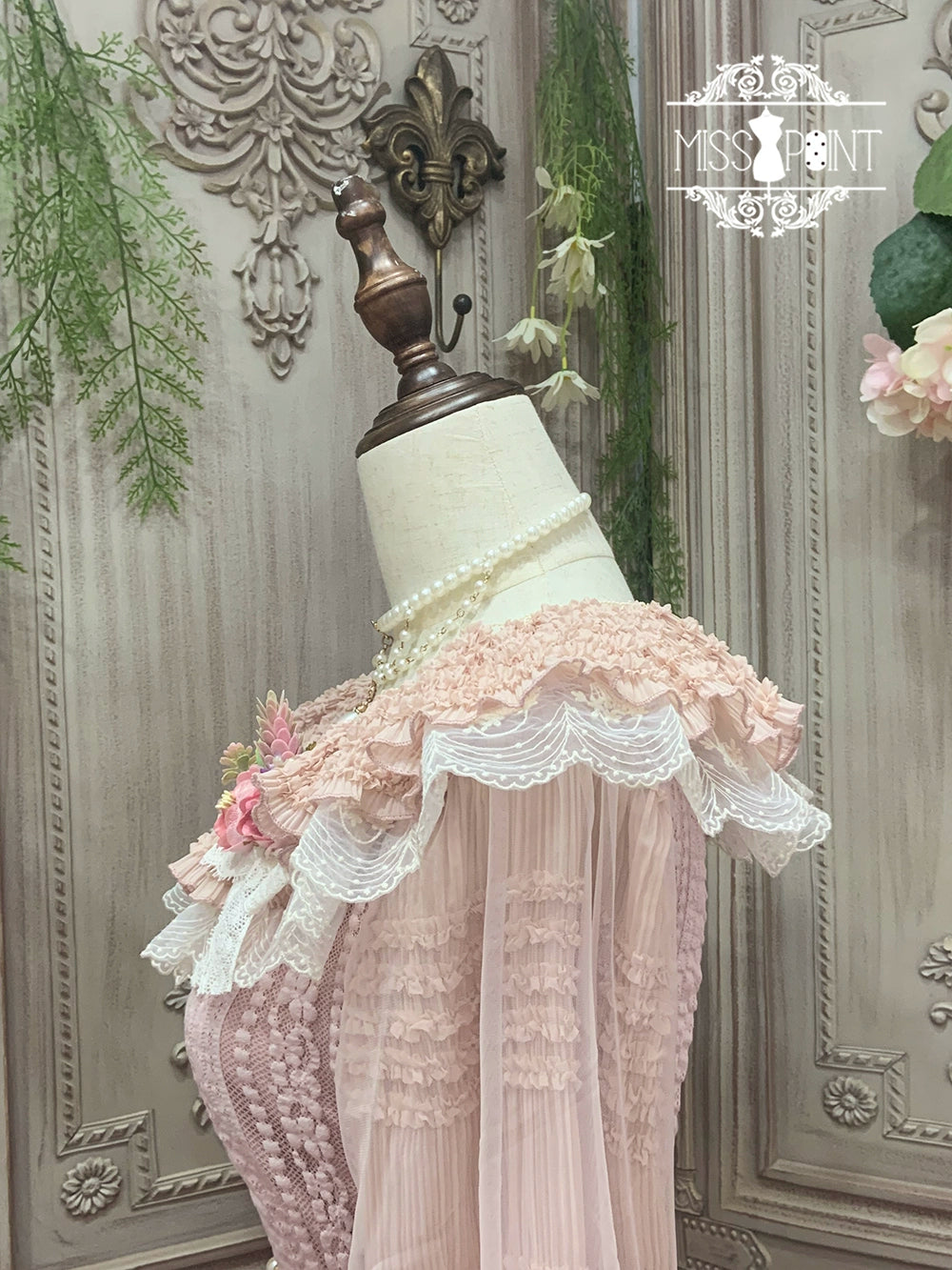 【予約販売】猫の薔薇お茶会 フリル長袖ブラウス