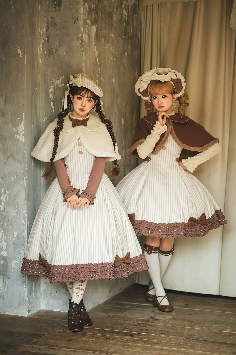 【予約販売】Classic Chocolat Stripe ショートマント