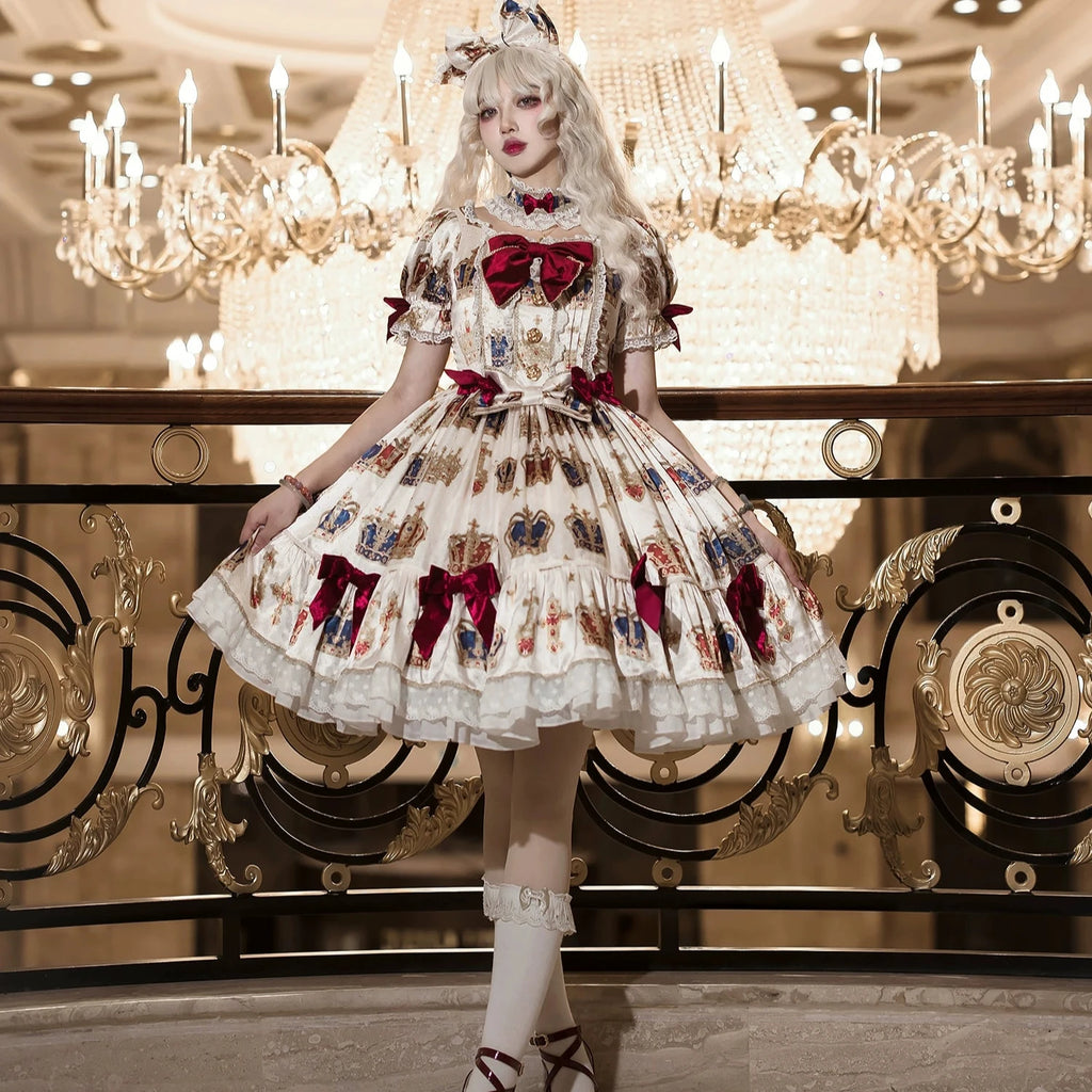 【再販・受注予約3/9まで】Star Crown ベルベットリボンのプリントワンピース
