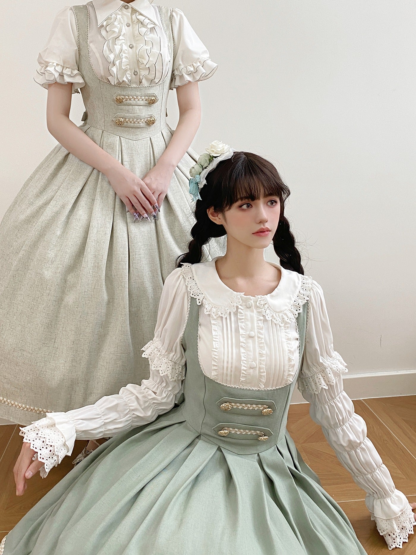 [Pre-orders available until 9/29] Bright Moon Corset Jumper Skirt, Plain Type [Light Green]