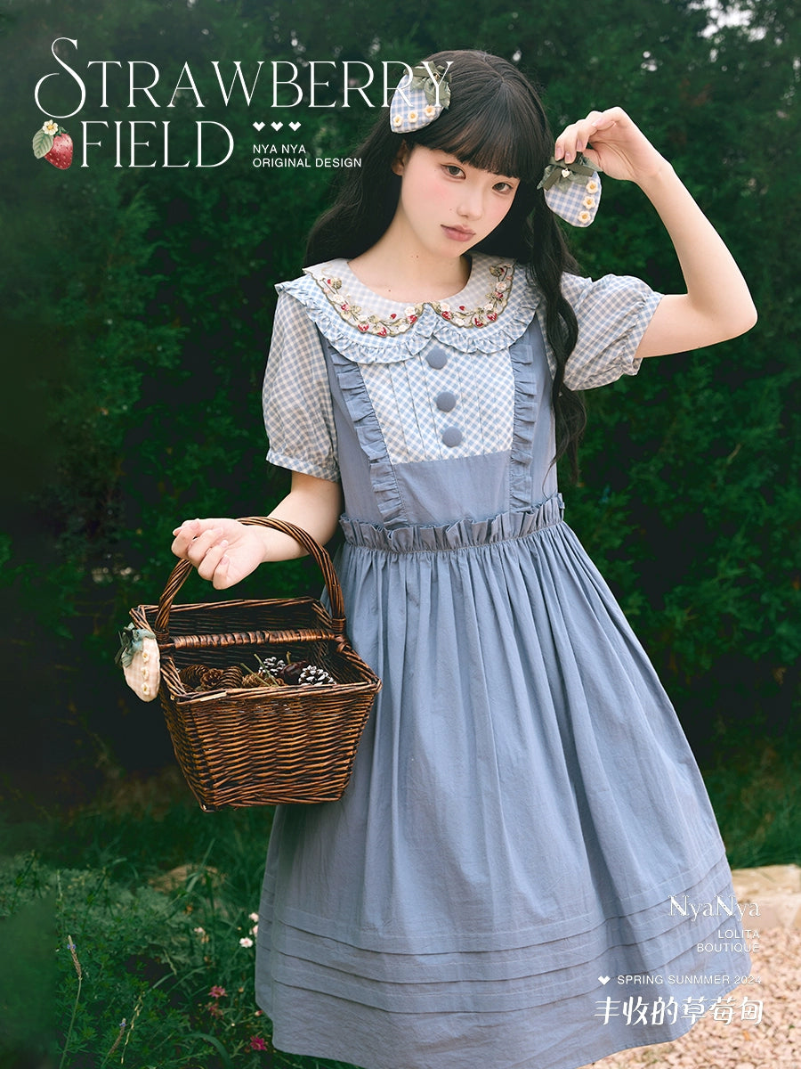 [Pre-orders available until 9/1] Strawberry Field Check x Plain Dress