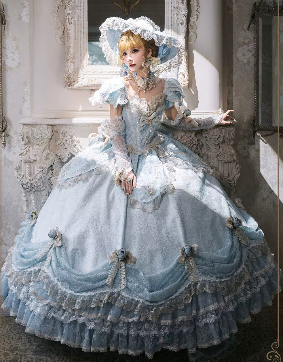 【受注予約9/16まで】With Bell プリンセスドレス ロング丈・パステルブルー