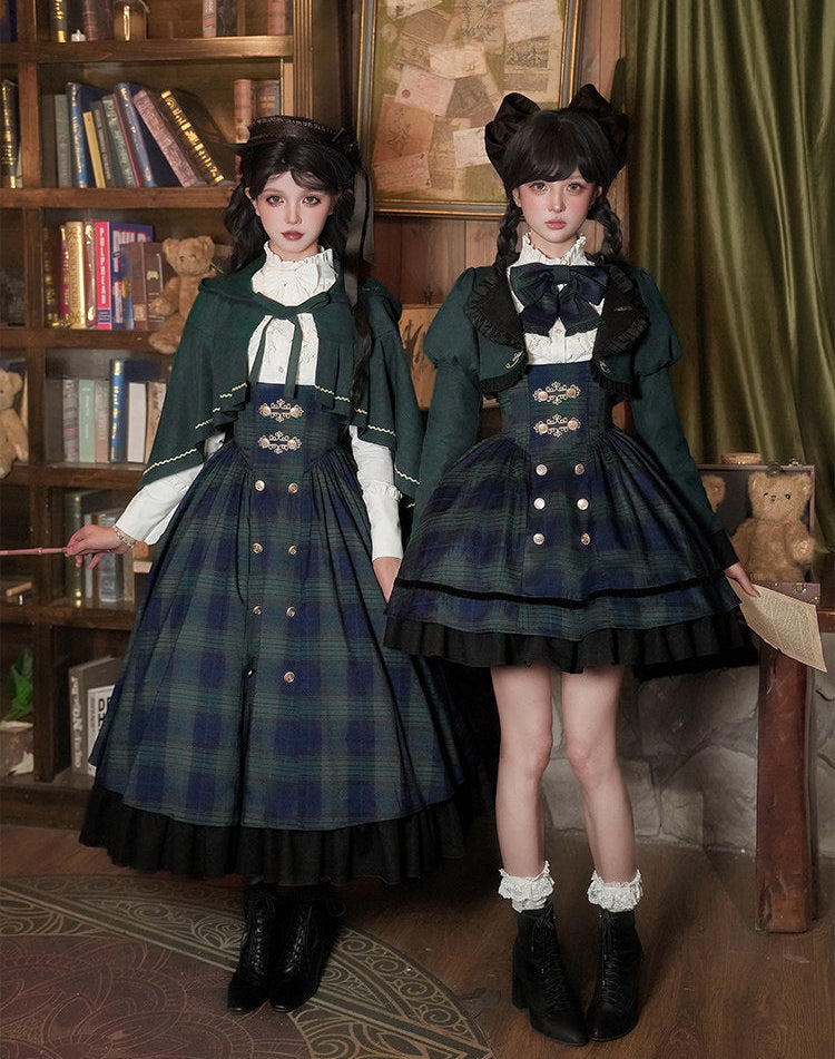 Berlin Letter グリーンチェックのジャンパースカート・ロング丈