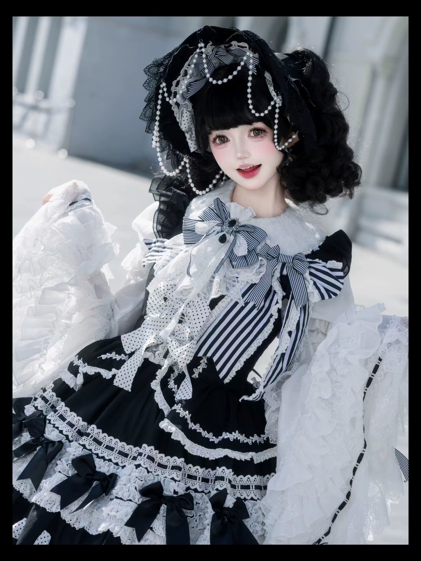 [Pre-orders available until 12/11] Concerto Out of Order Monotone Sweet Lolita Jumper Skirt Full Set