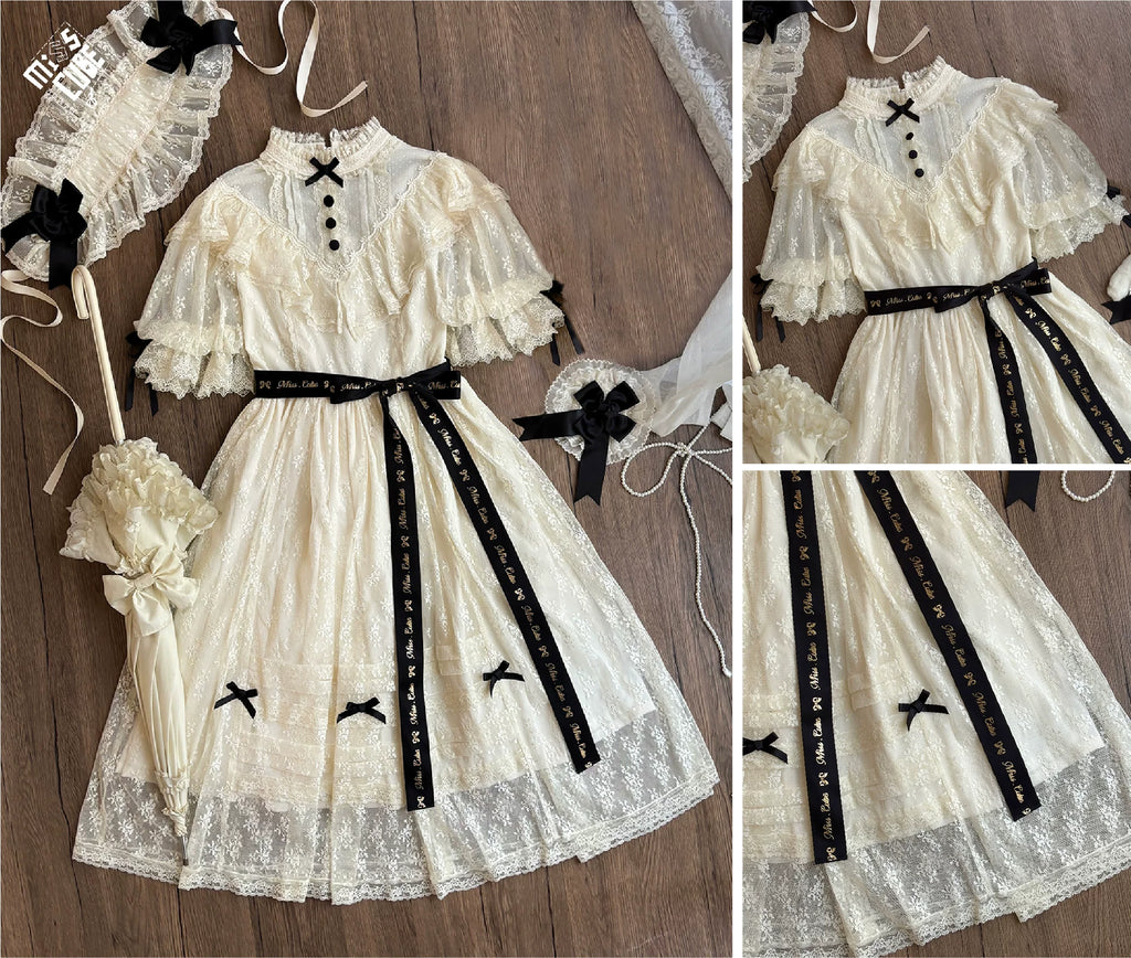 【受注予約10/13まで】Dream Lace クラシカル半袖ワンピース