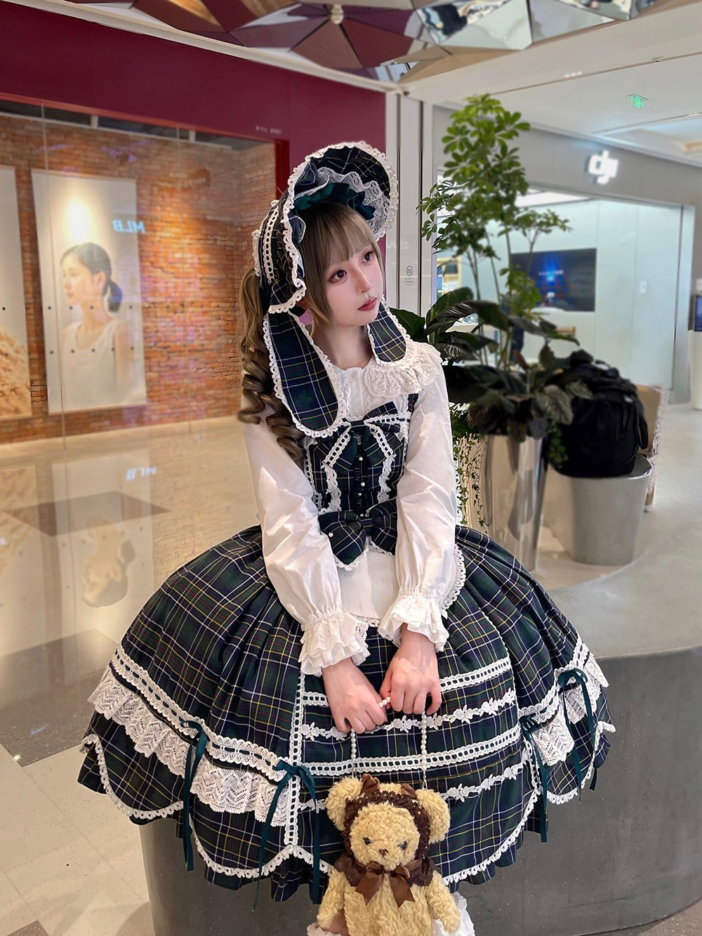 【予約販売】Checkered Petal Rabbit リボンジャンパースカート