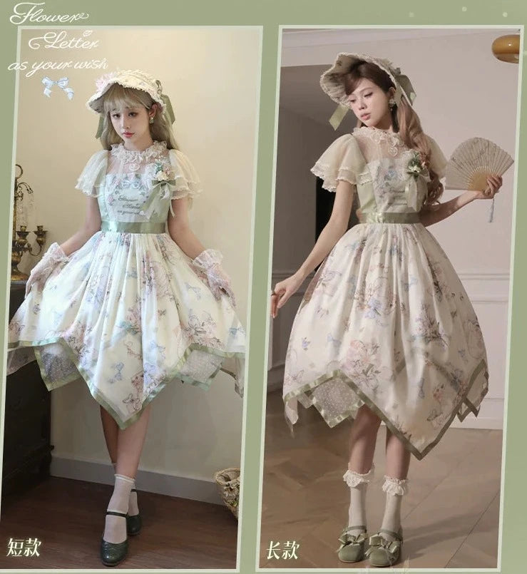 [Sales period ended] Flower Letter as you wish Chiffon dress [Long length]